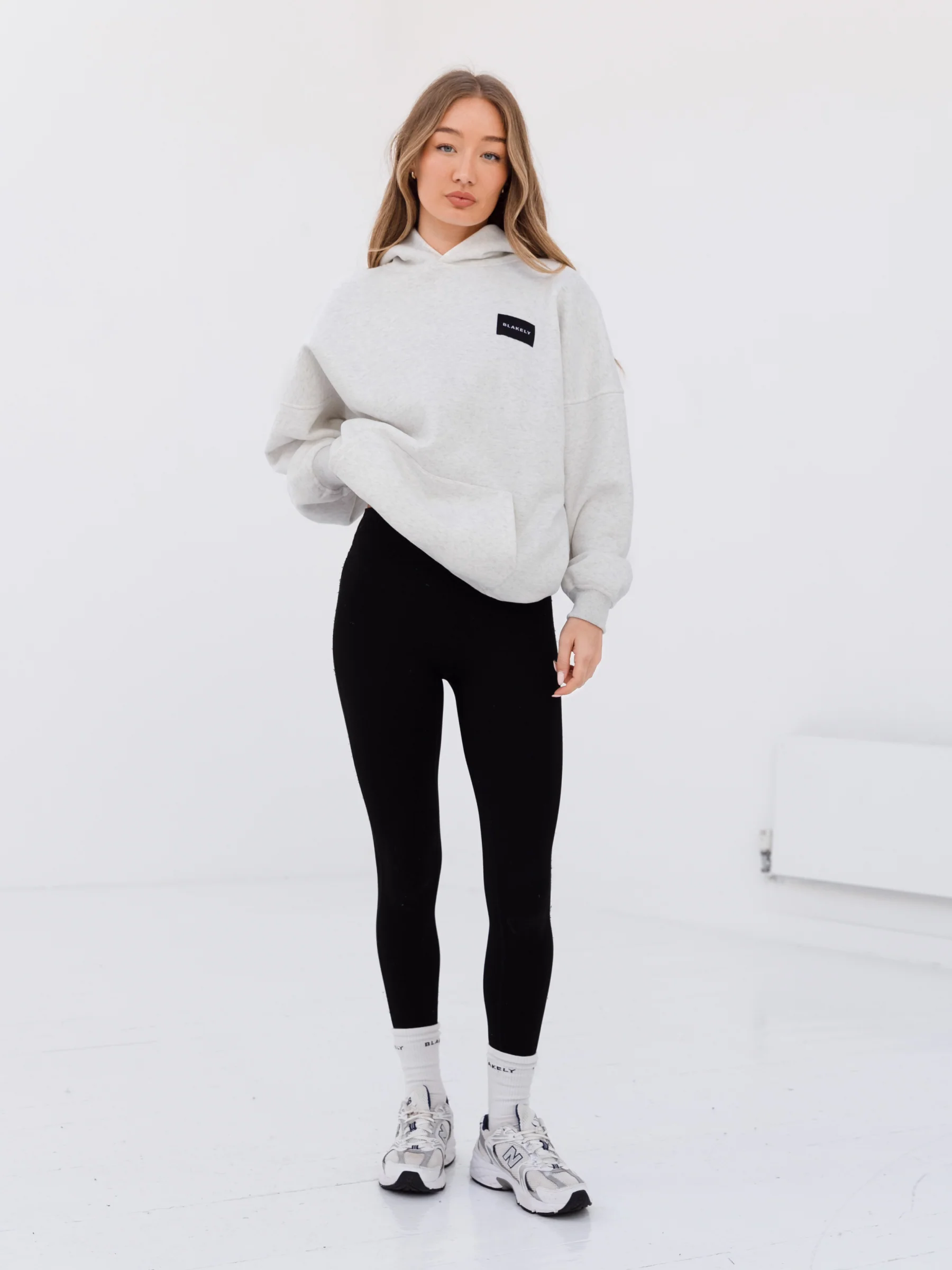 Label Oversized Hoodie - Marl White - Prinboxs