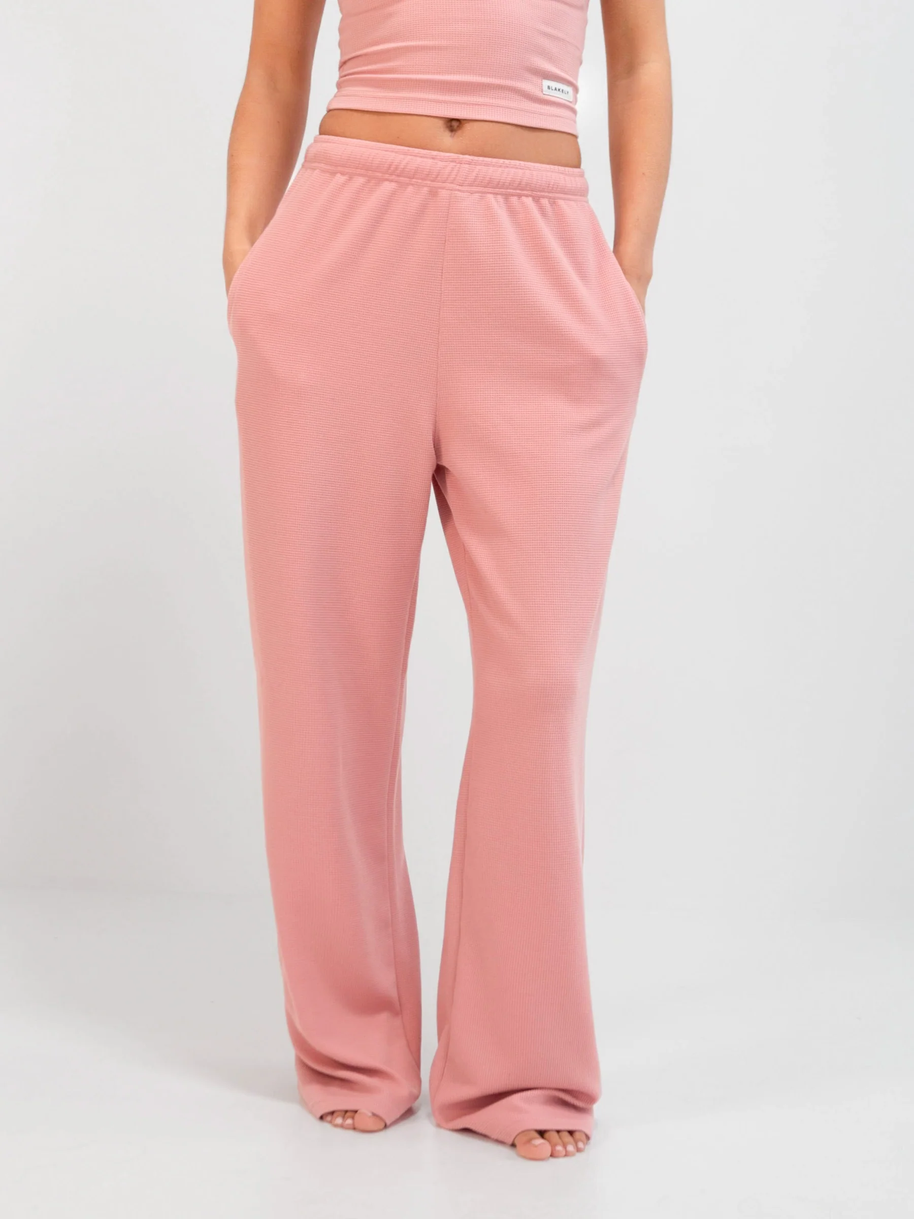 Soft Waffle Trousers - Rose Pink - Prinboxs