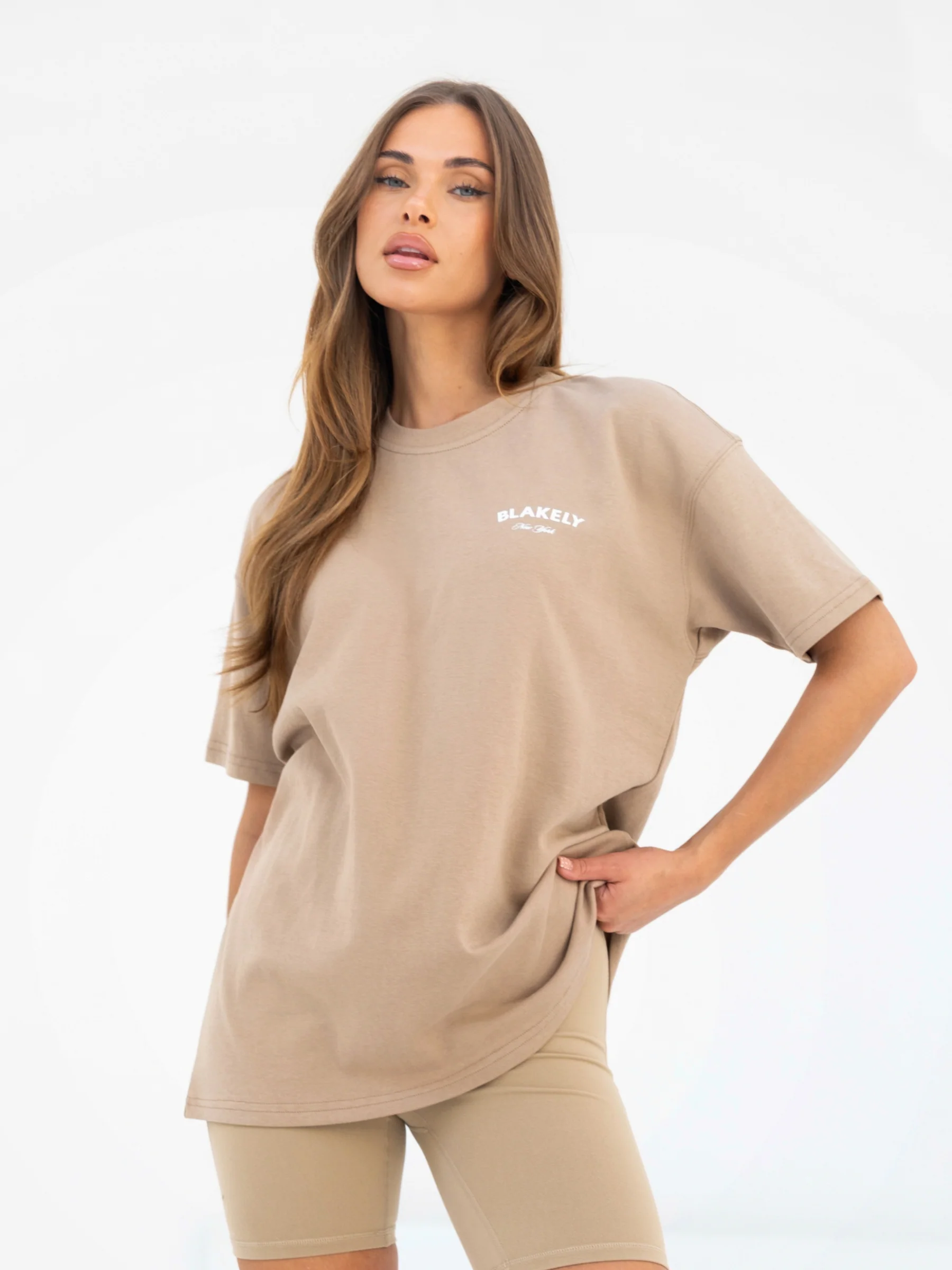 NY Crest Oversized T-Shirt - Tan - Prinboxs