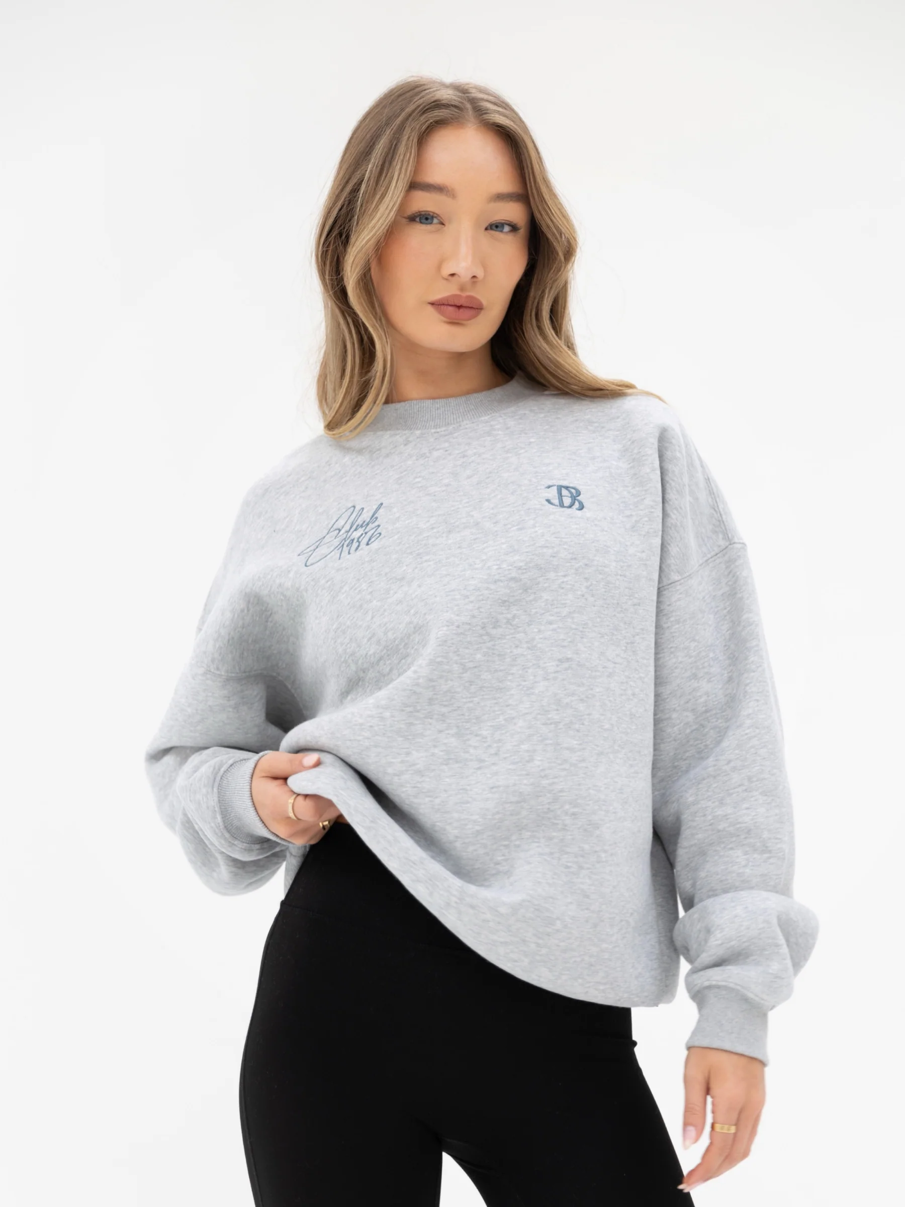 Club Oversized Jumper - Marl Grey & Teal - Prinboxs