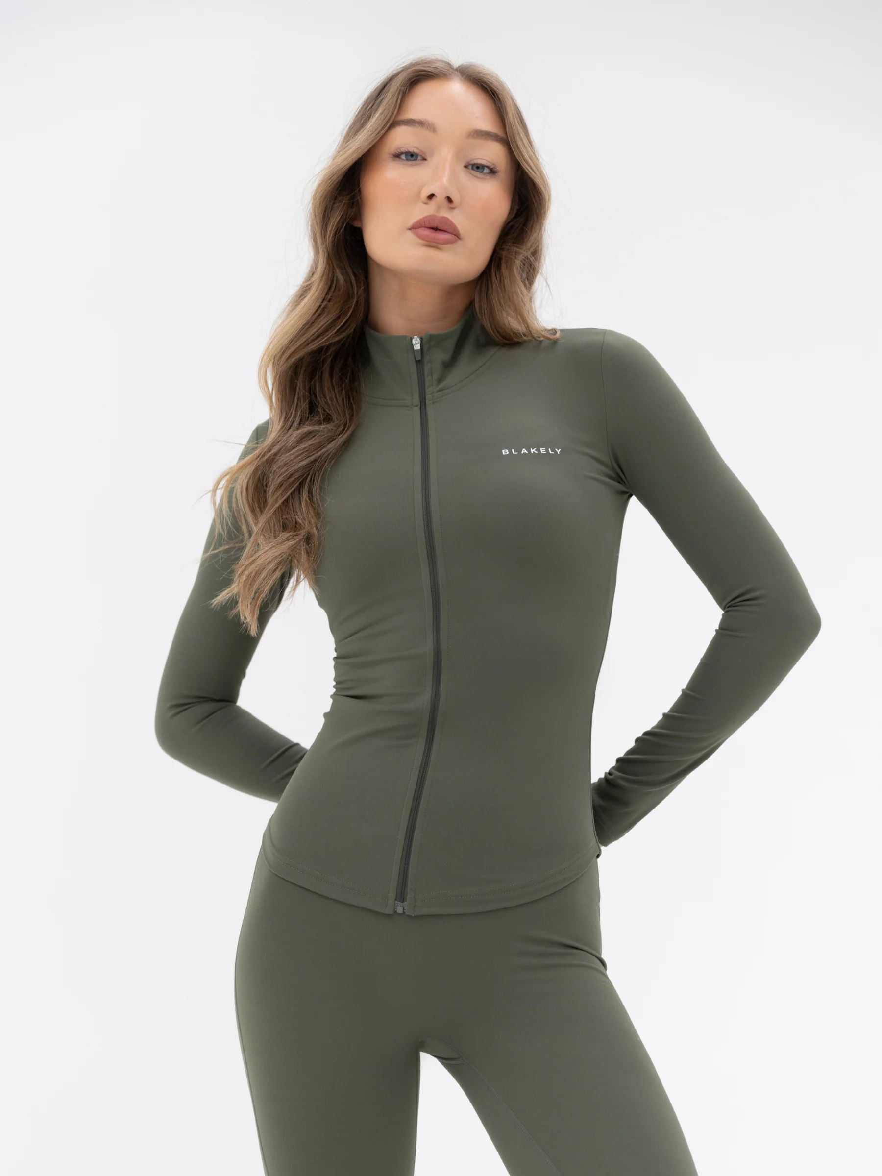 Ultimate Full Zip Jacket & Leggings Set - Khaki Green - Prinboxs