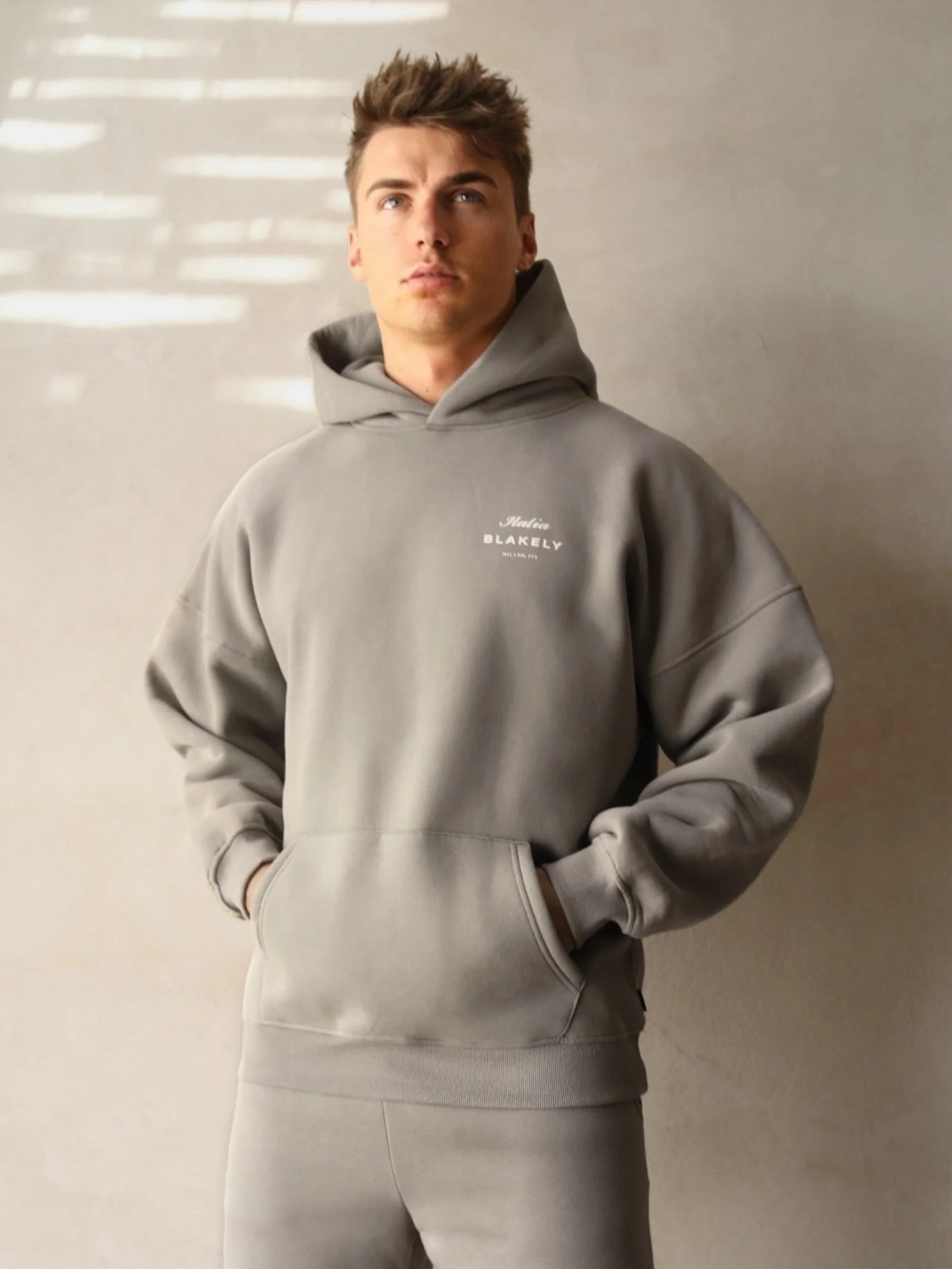 Italia Relaxed Hoodie - Stone Grey - Prinboxs