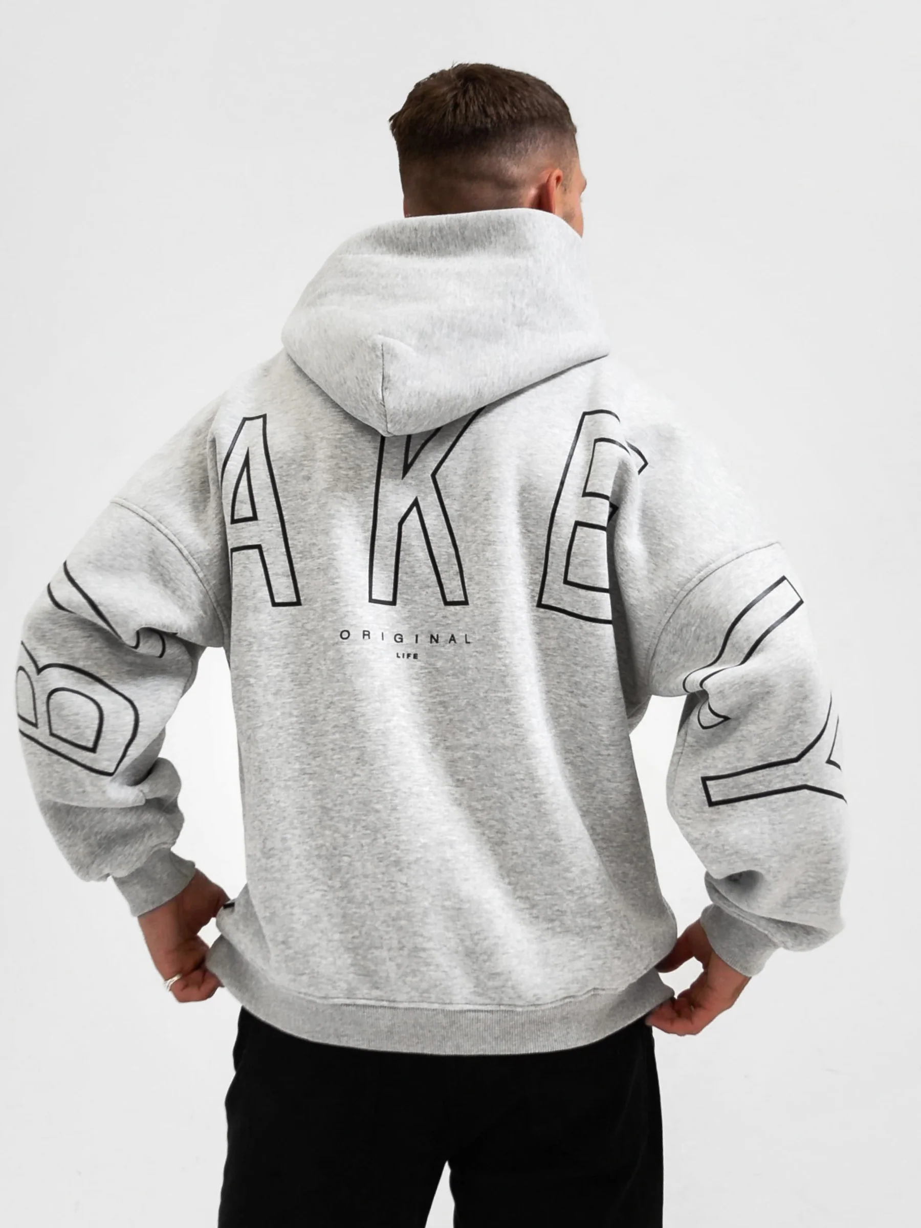 Outline Idris Oversized Hoodie - Marl Grey - Prinboxs