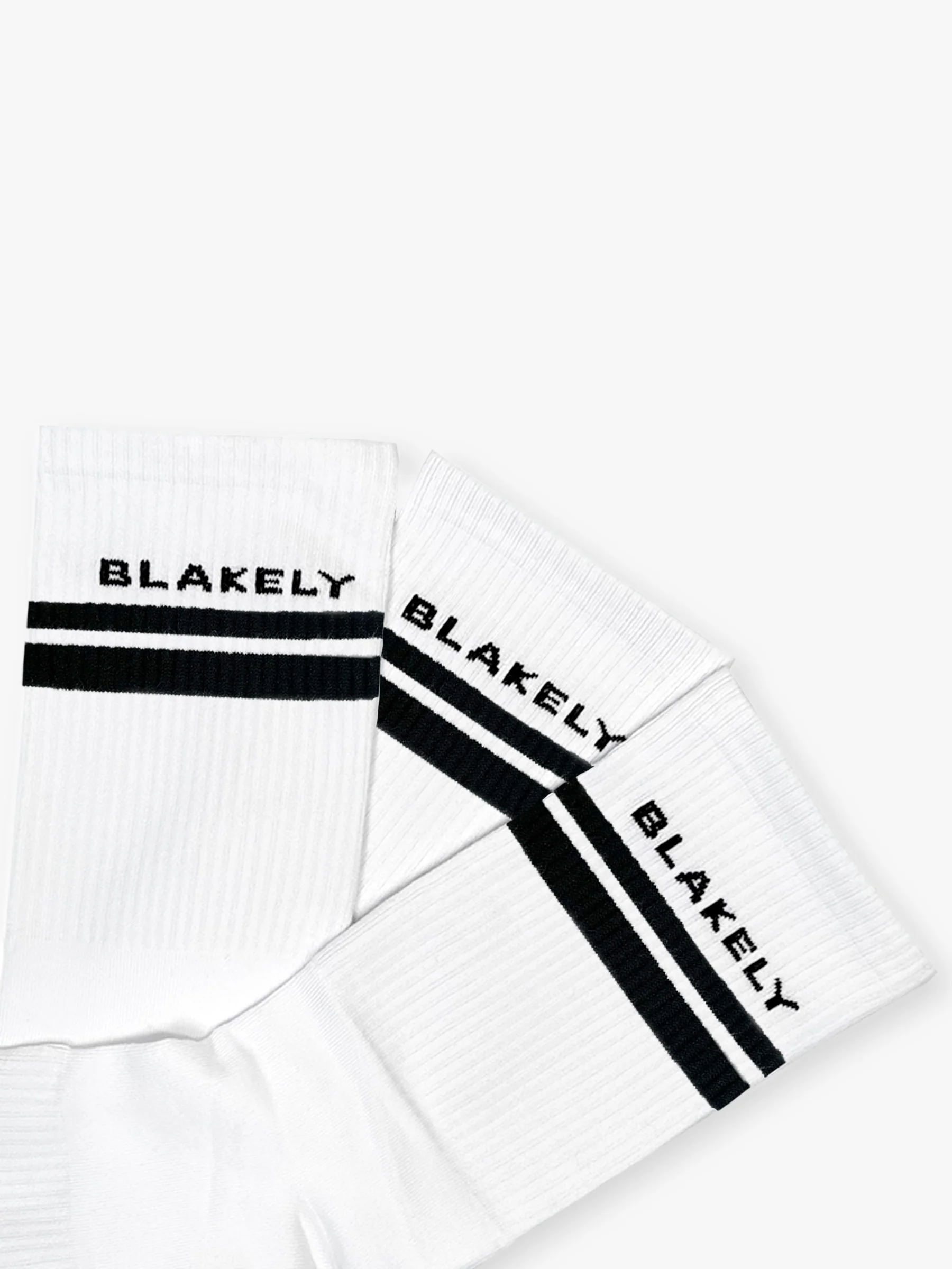 Blakely Crew Socks 3 Pack - White & Black - Prinboxs