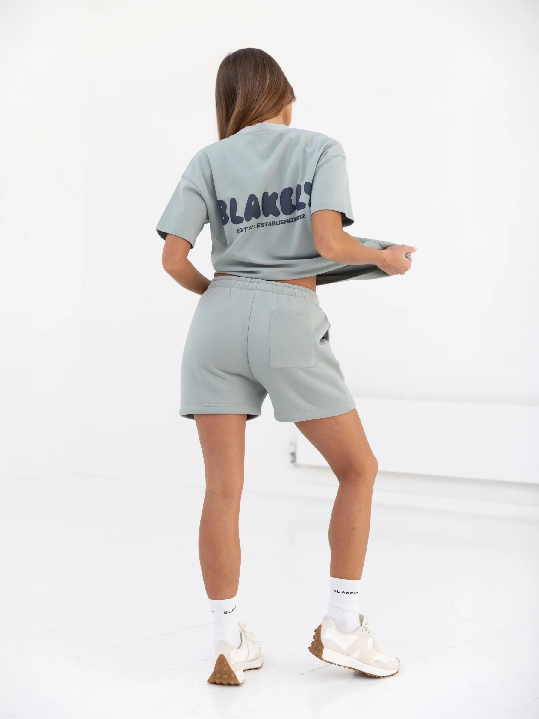 Cloud Print Jogger Shorts - Mineral Blue - Prinboxs