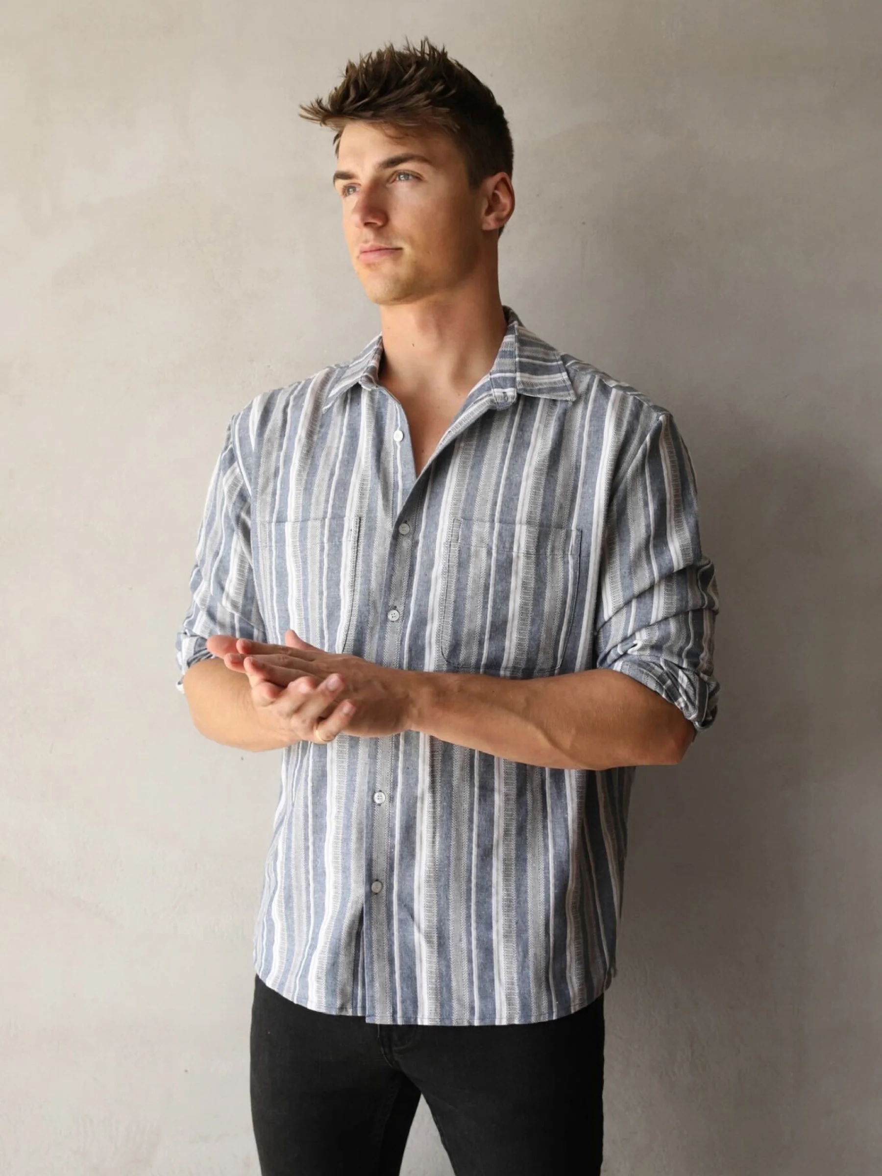 Rialto Stripe Shirt - Blue - Prinboxs