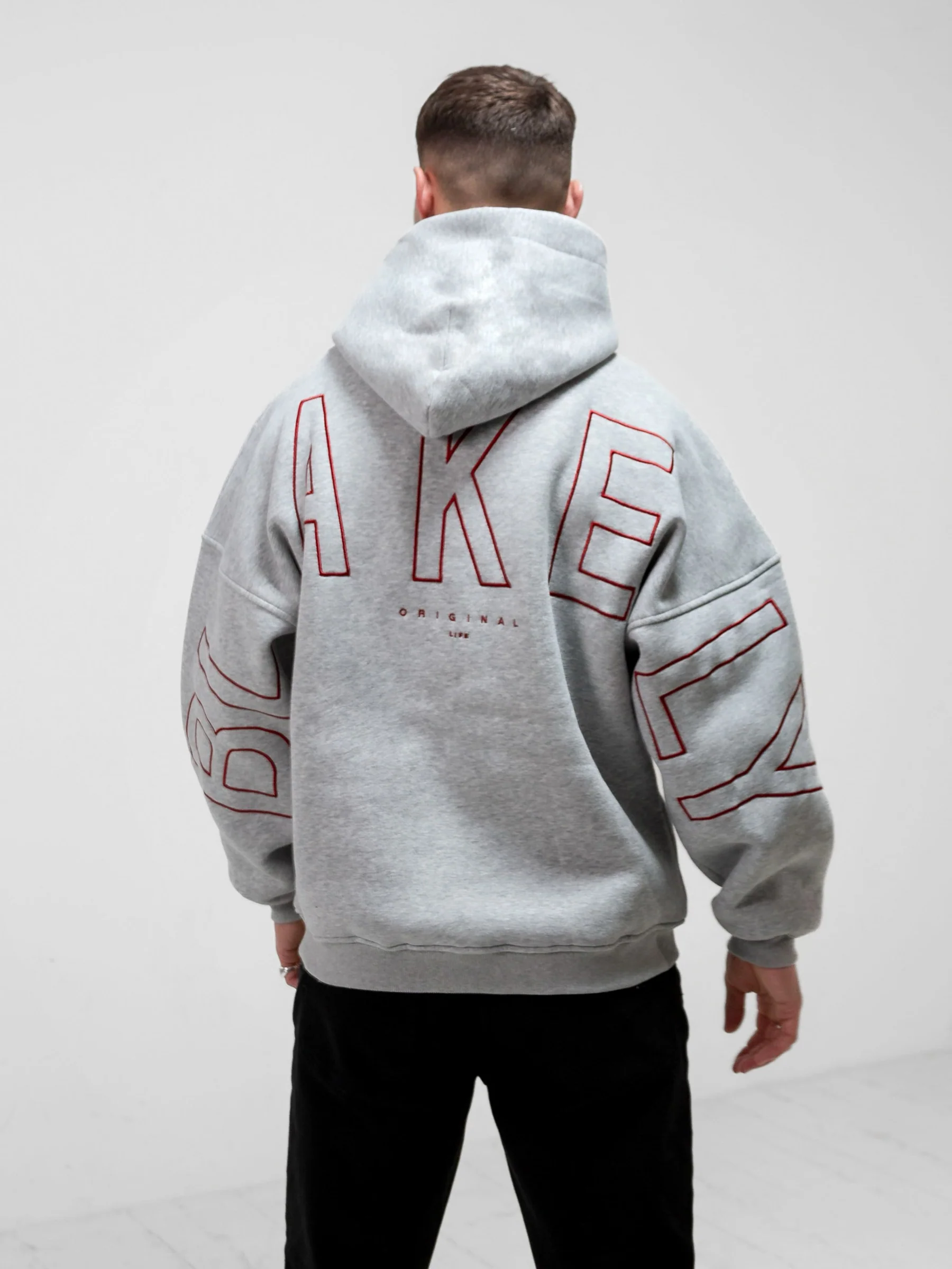 Embroidered Idris Oversized Hoodie - Red - Prinboxs