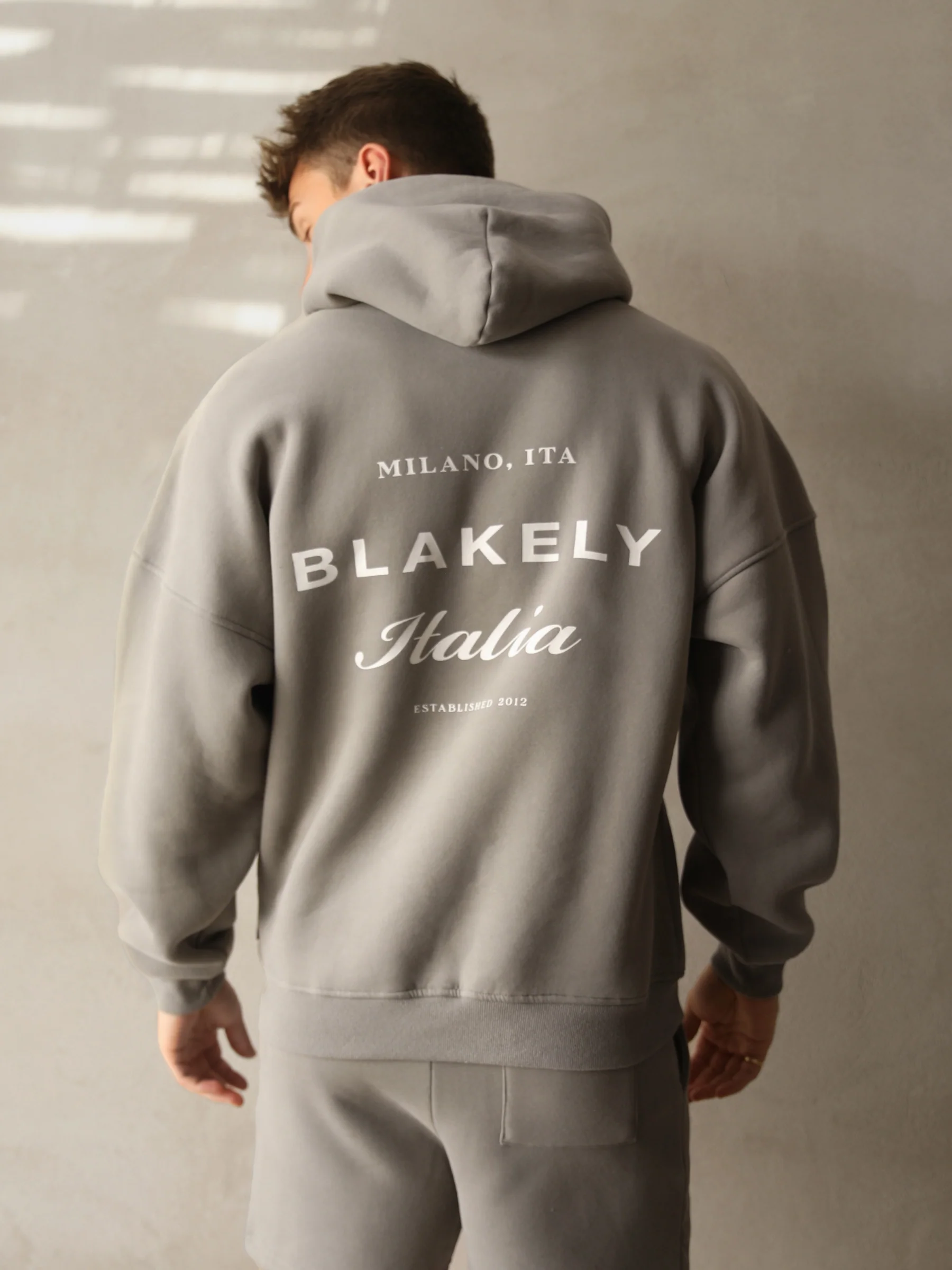 Italia Relaxed Hoodie - Stone Grey - Prinboxs