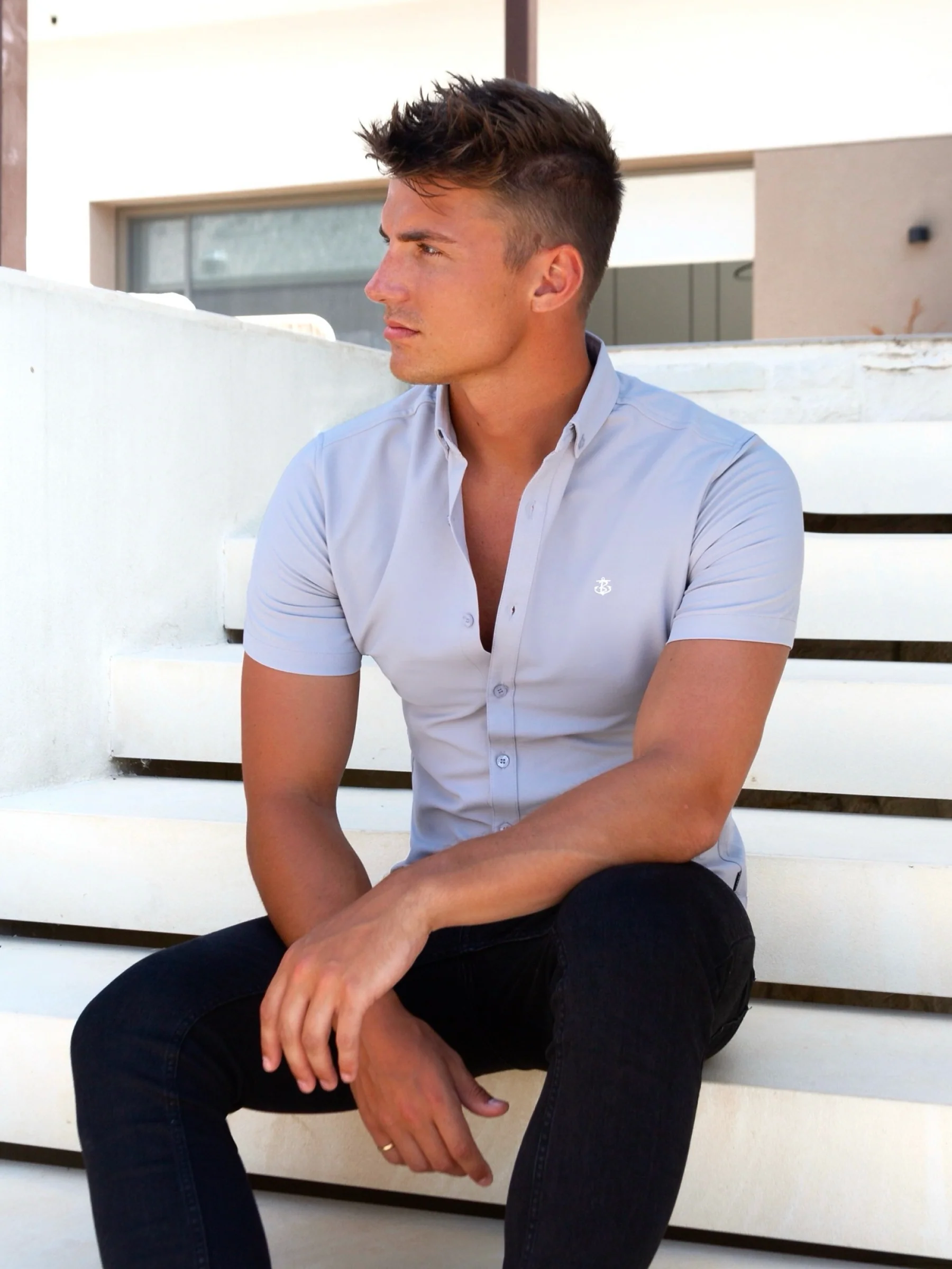 Navarra Short Sleeve Shirt - Pale Lilac - Prinboxs