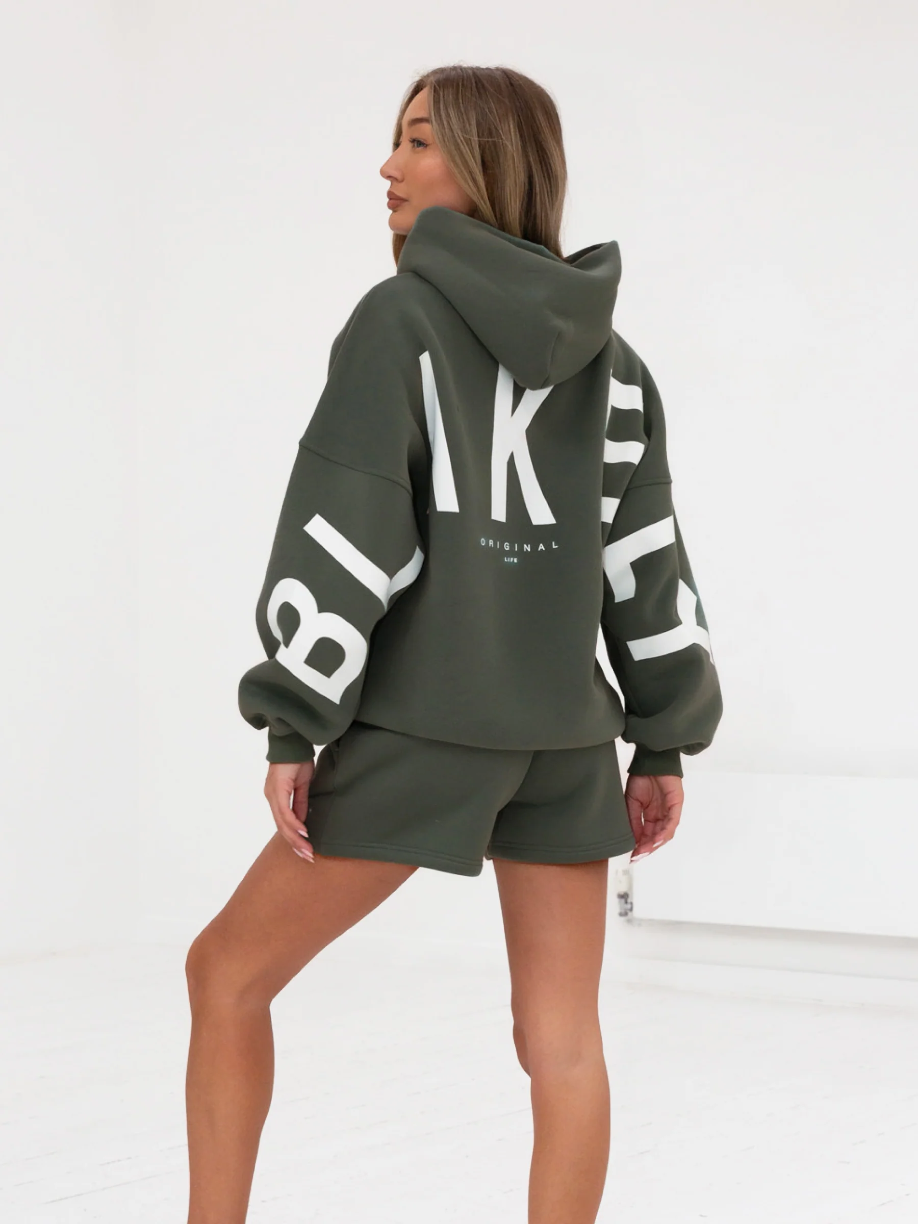 Isabel Hoodie & Jogger Shorts Set - Khaki Green - Prinboxs