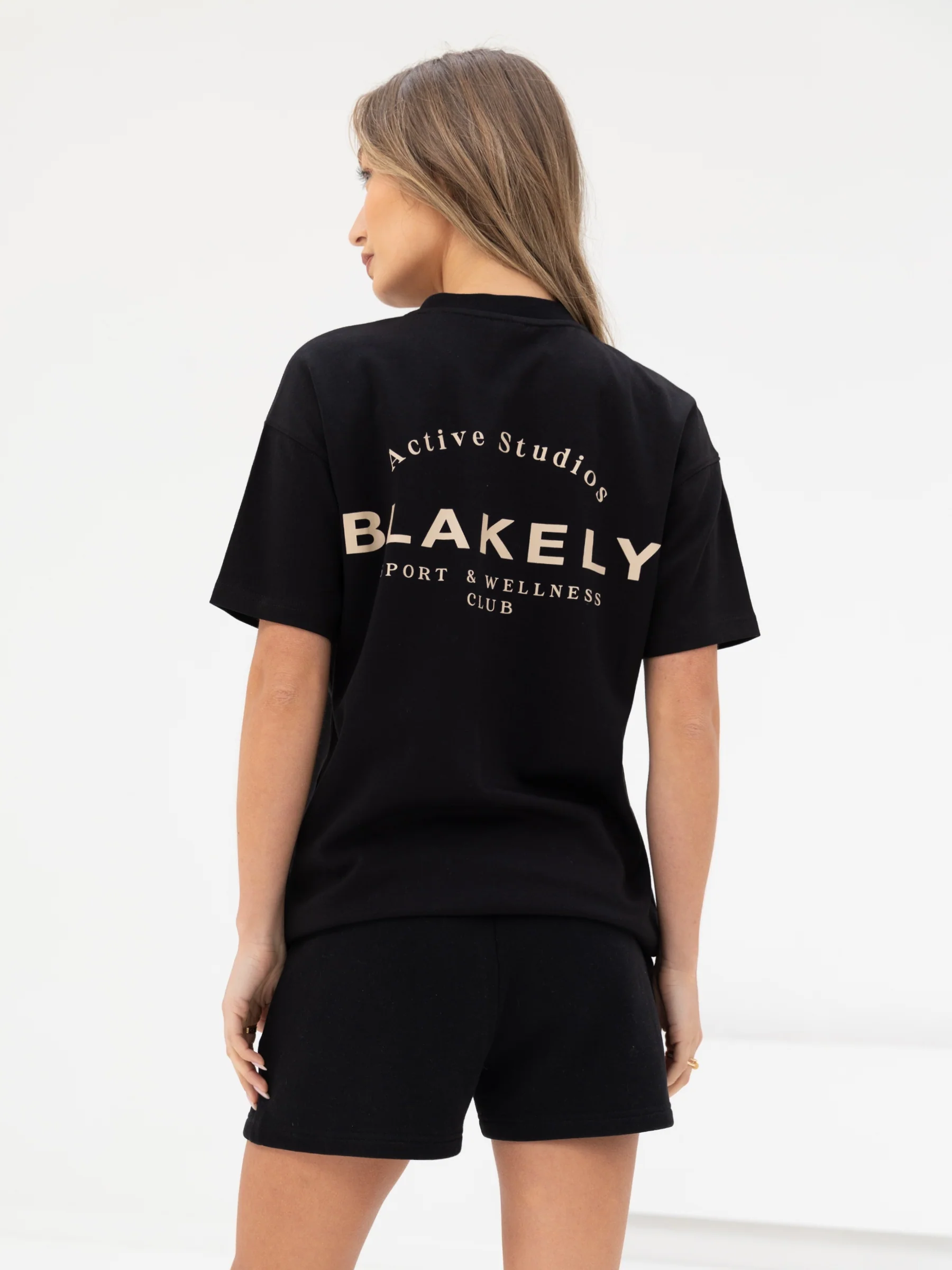 Curved Active Studios Oversized T-Shirt - Black & Tan - Prinboxs