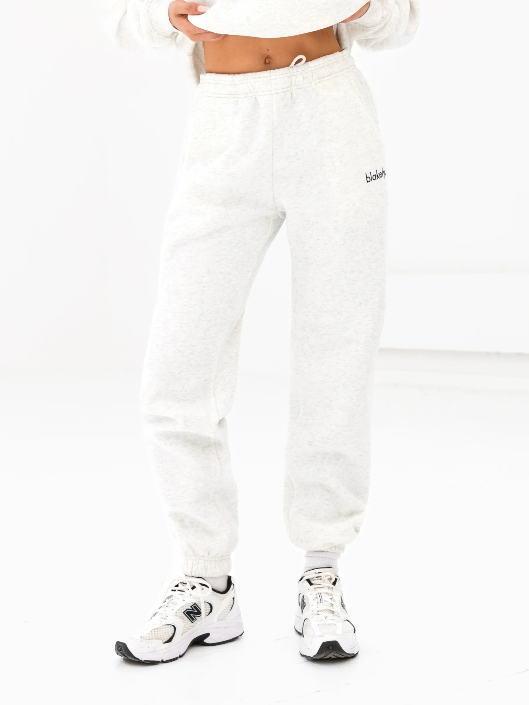 Blakely Logo Sweatpants - Marl White - Prinboxs