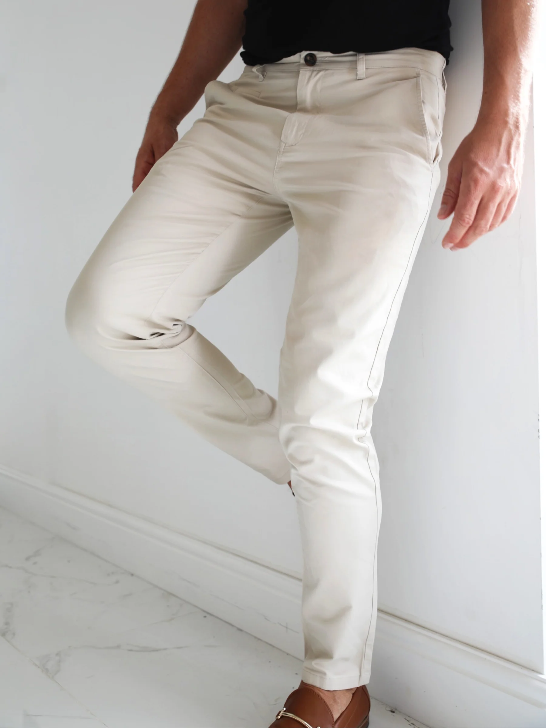 Stretch Chinos - Tan - Prinboxs