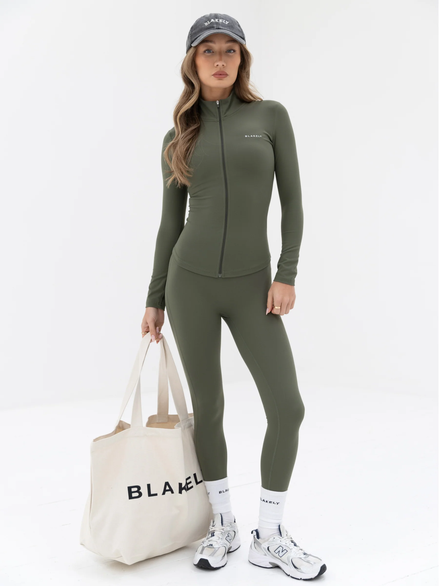 Ultimate Full Zip Jacket & Leggings Set - Khaki Green - Prinboxs