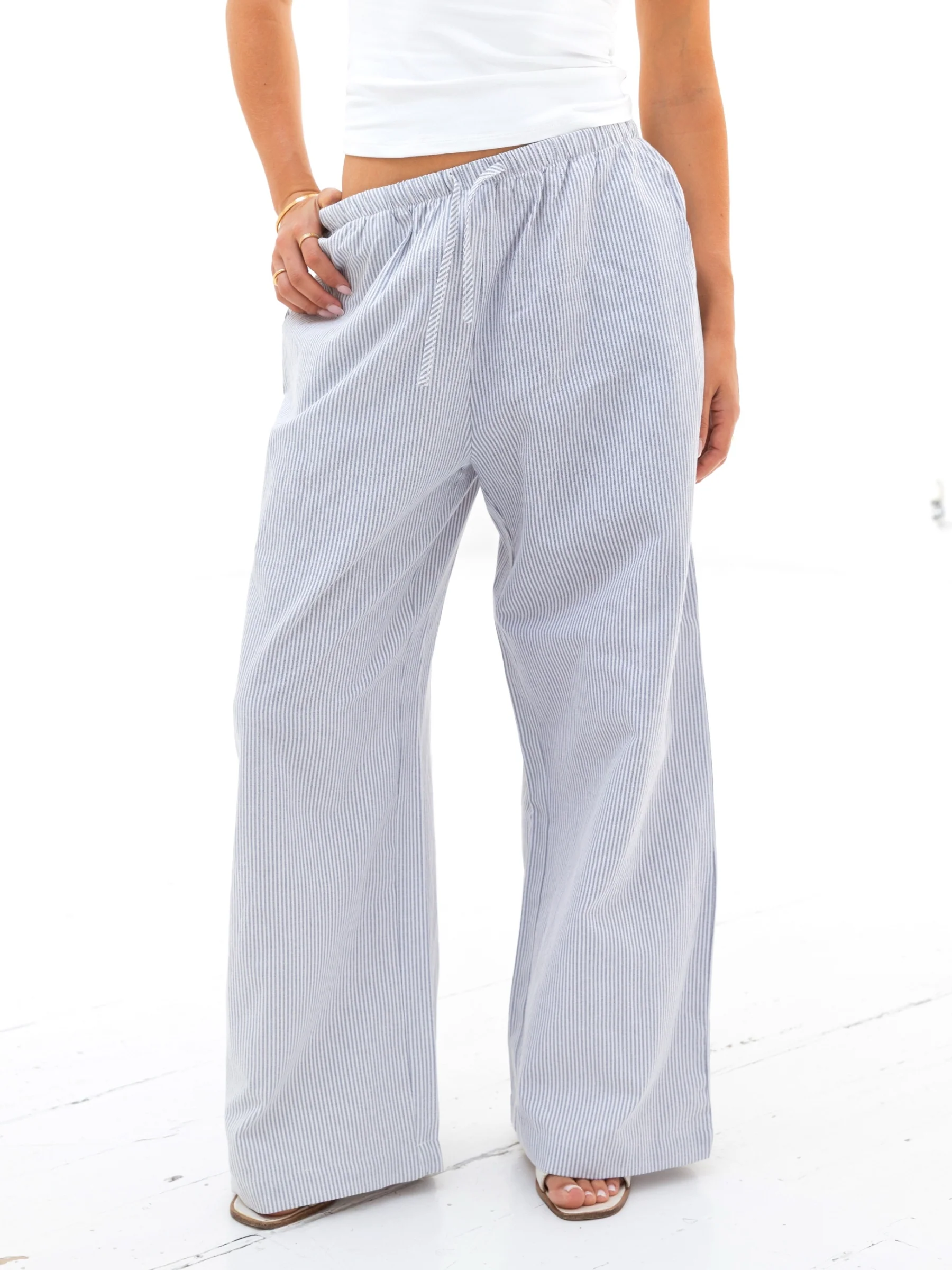 Lola Stripe Trousers - Grey - Prinboxs