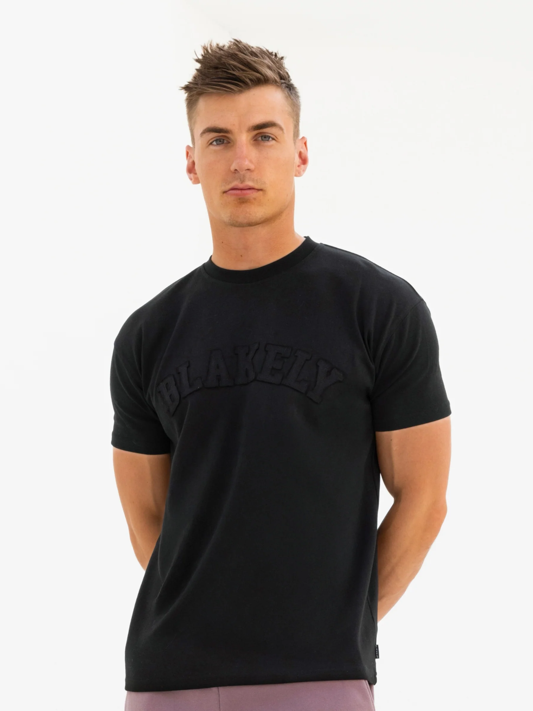 Tonal Varsity Relaxed T-Shirt - Black - Prinboxs