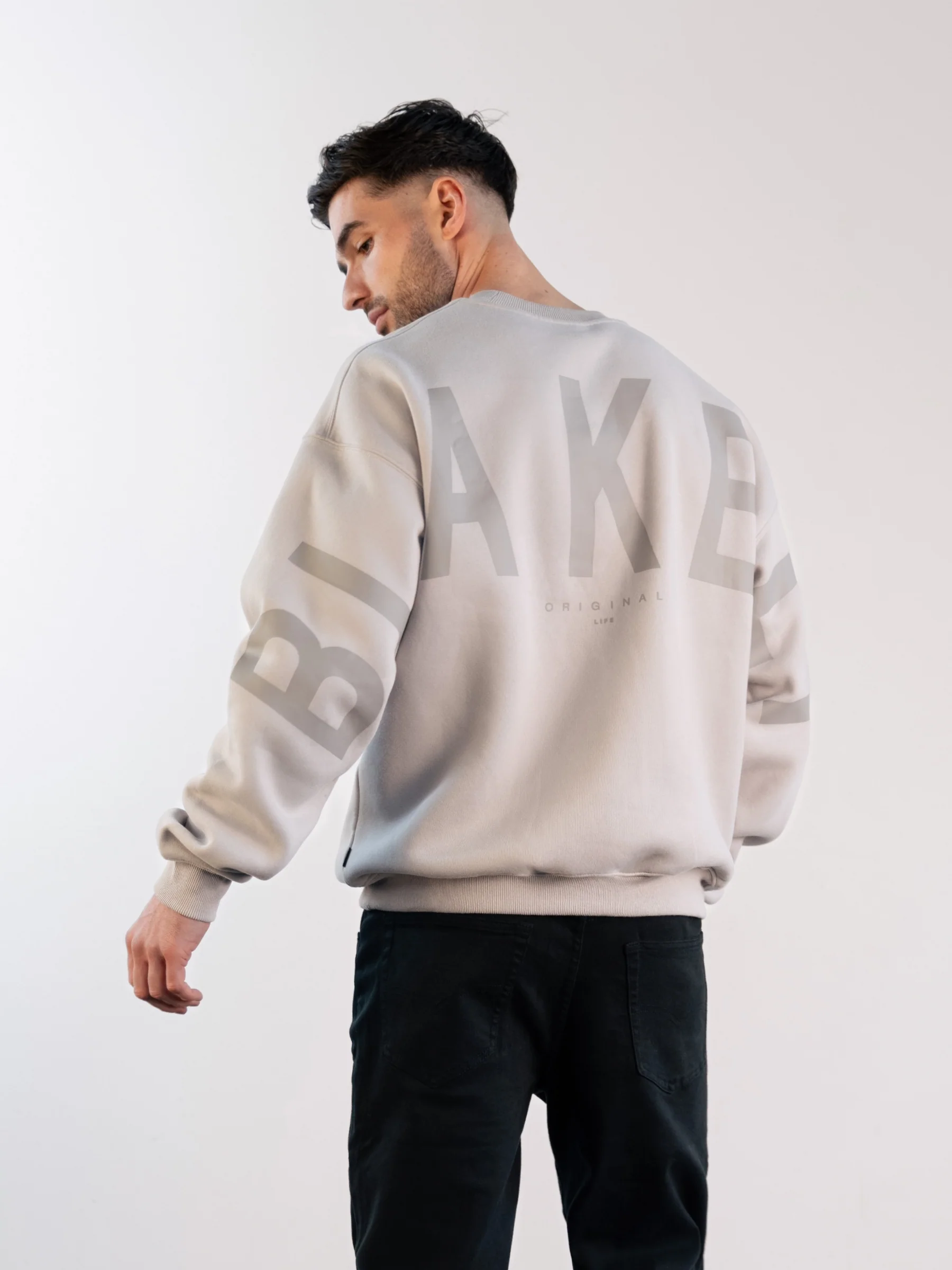 Tonal Idris Oversized Jumper - Stone - Prinboxs
