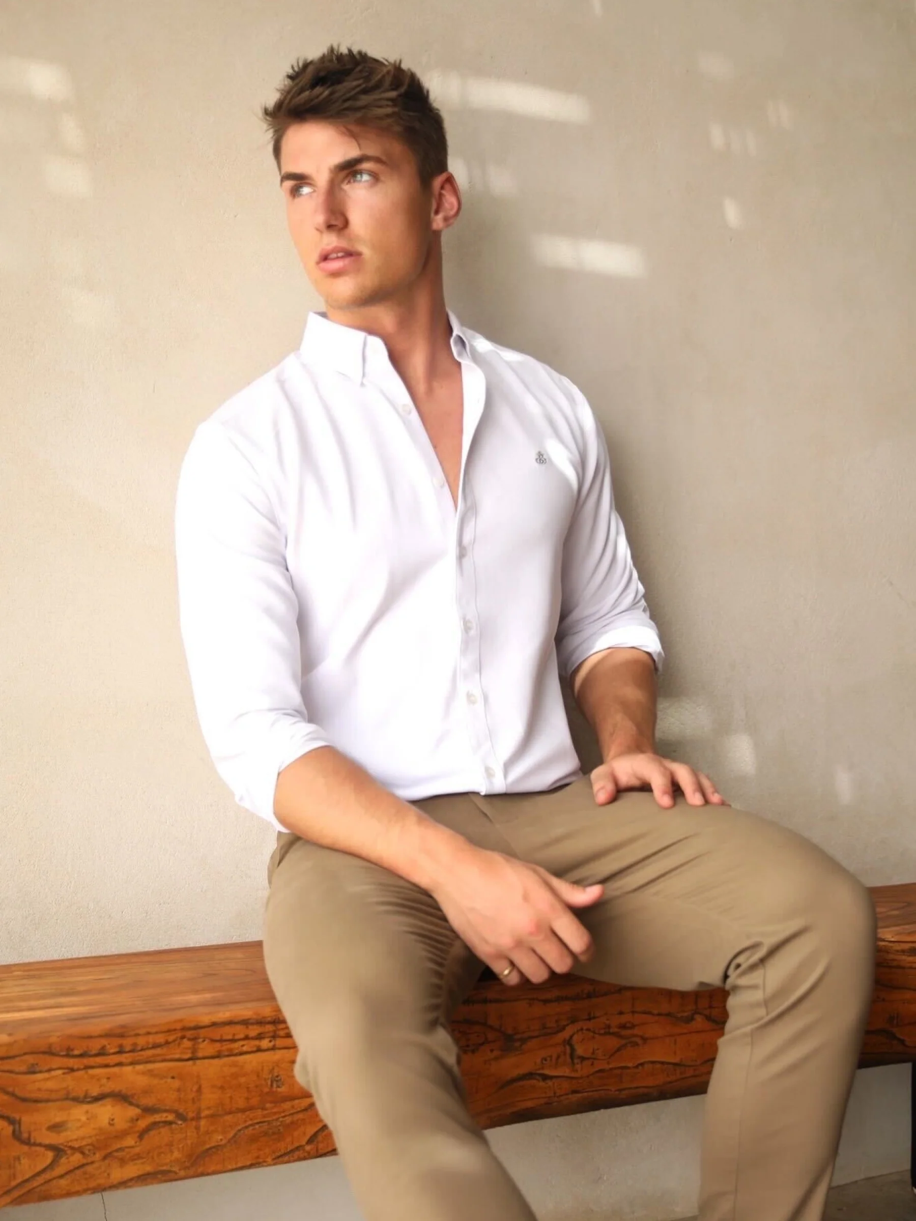 Aylsham Fitted Stretch Shirt - White - Prinboxs