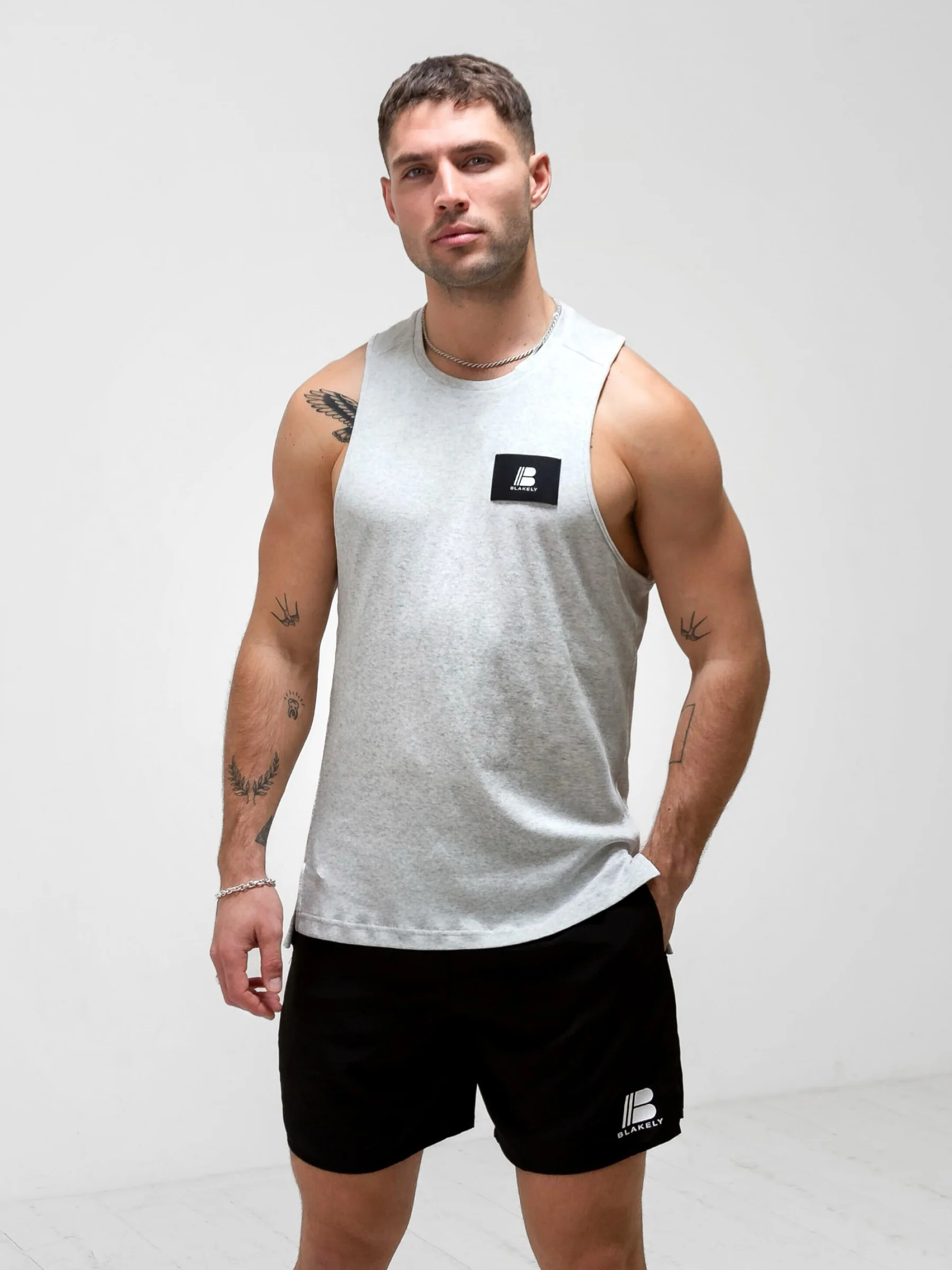 Apex Label Sleeveless Vest - Marl White - Prinboxs