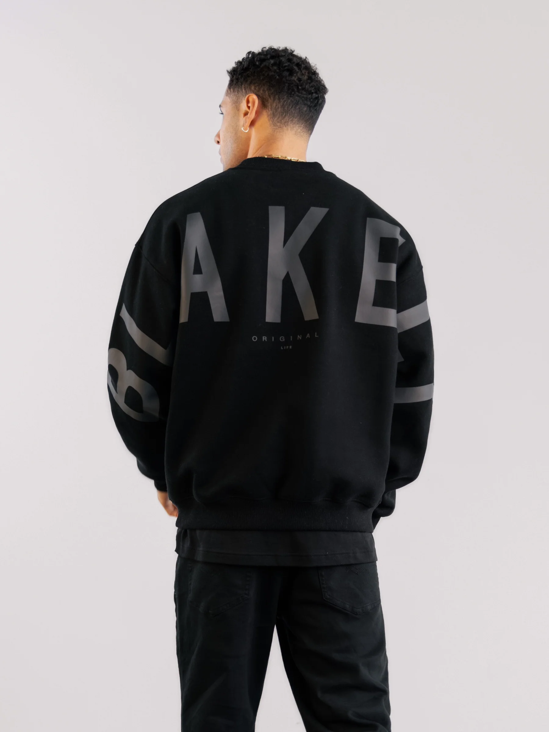 Tonal Idris Oversized Jumper - Black - Prinboxs