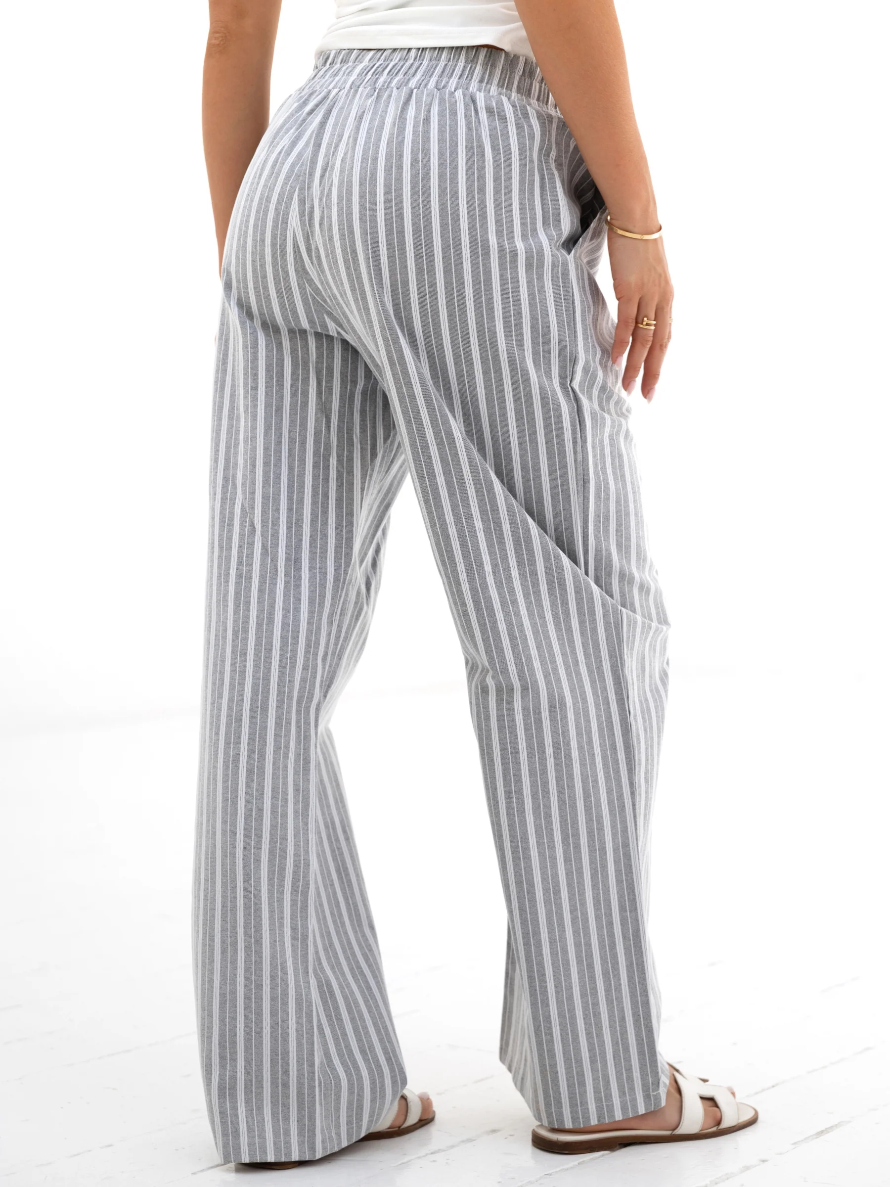 Elena Stripe Trousers - Grey - Prinboxs