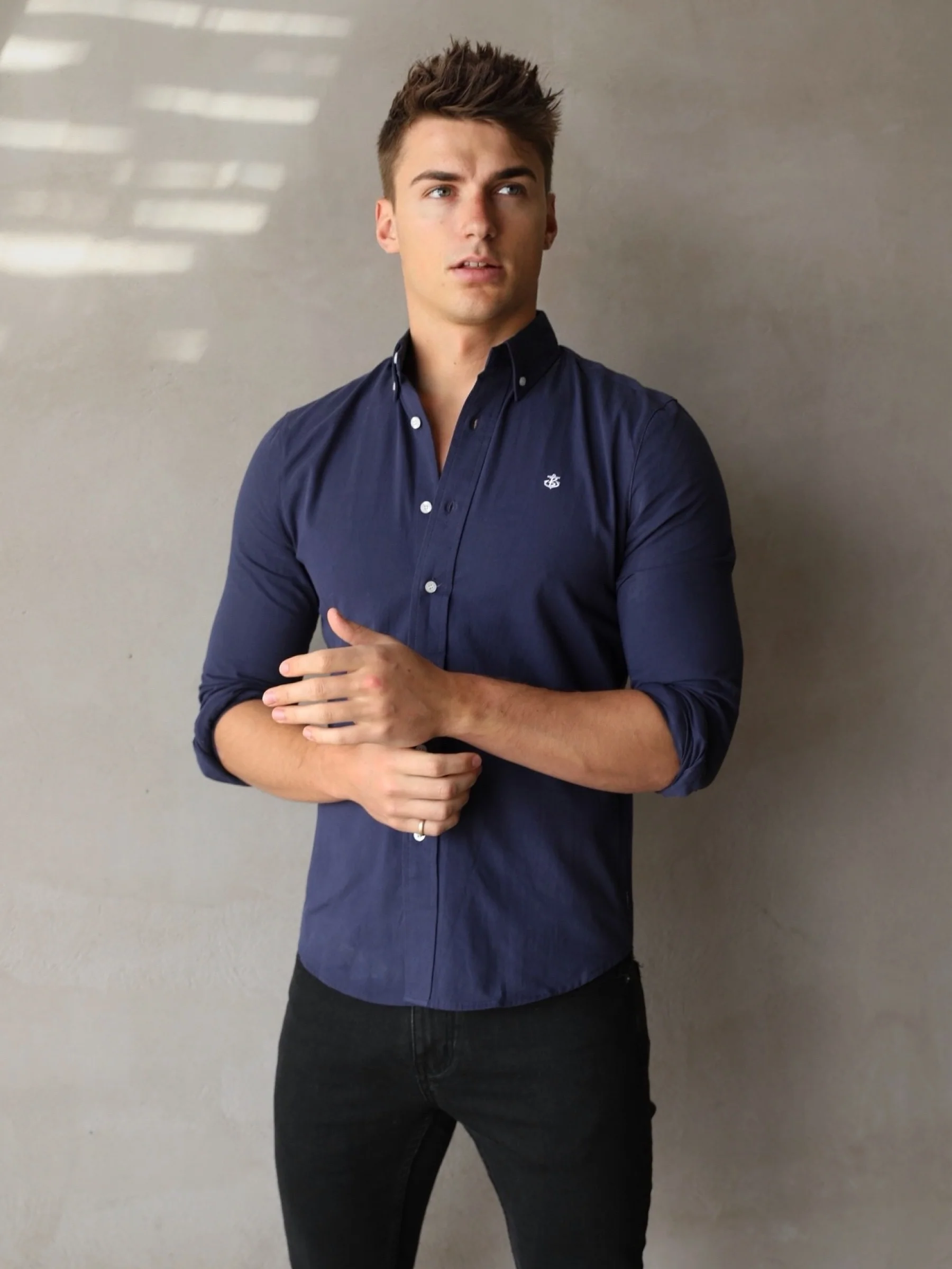 Chancery Slim Fit Shirt - Navy - Prinboxs