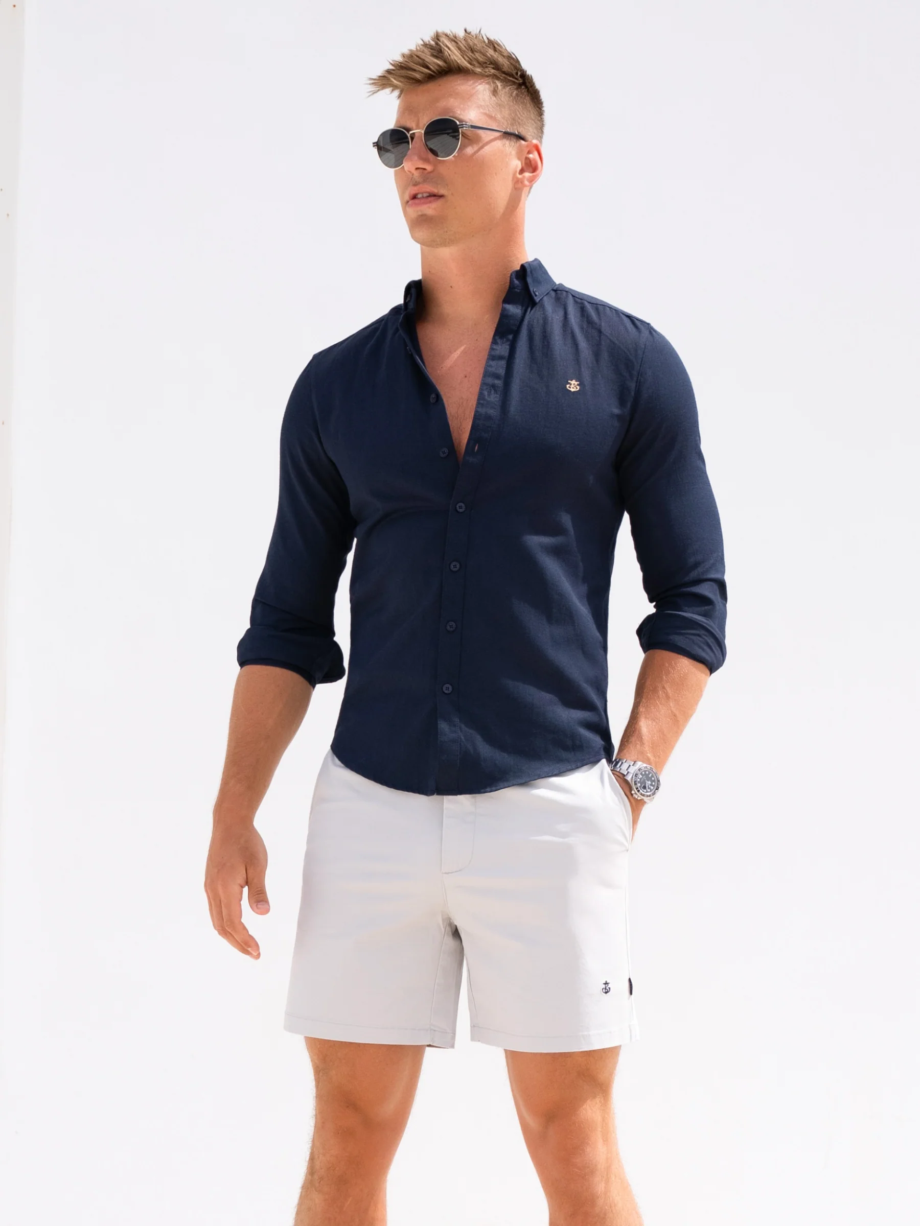 Stretch Chino Shorts - Light Grey - Prinboxs