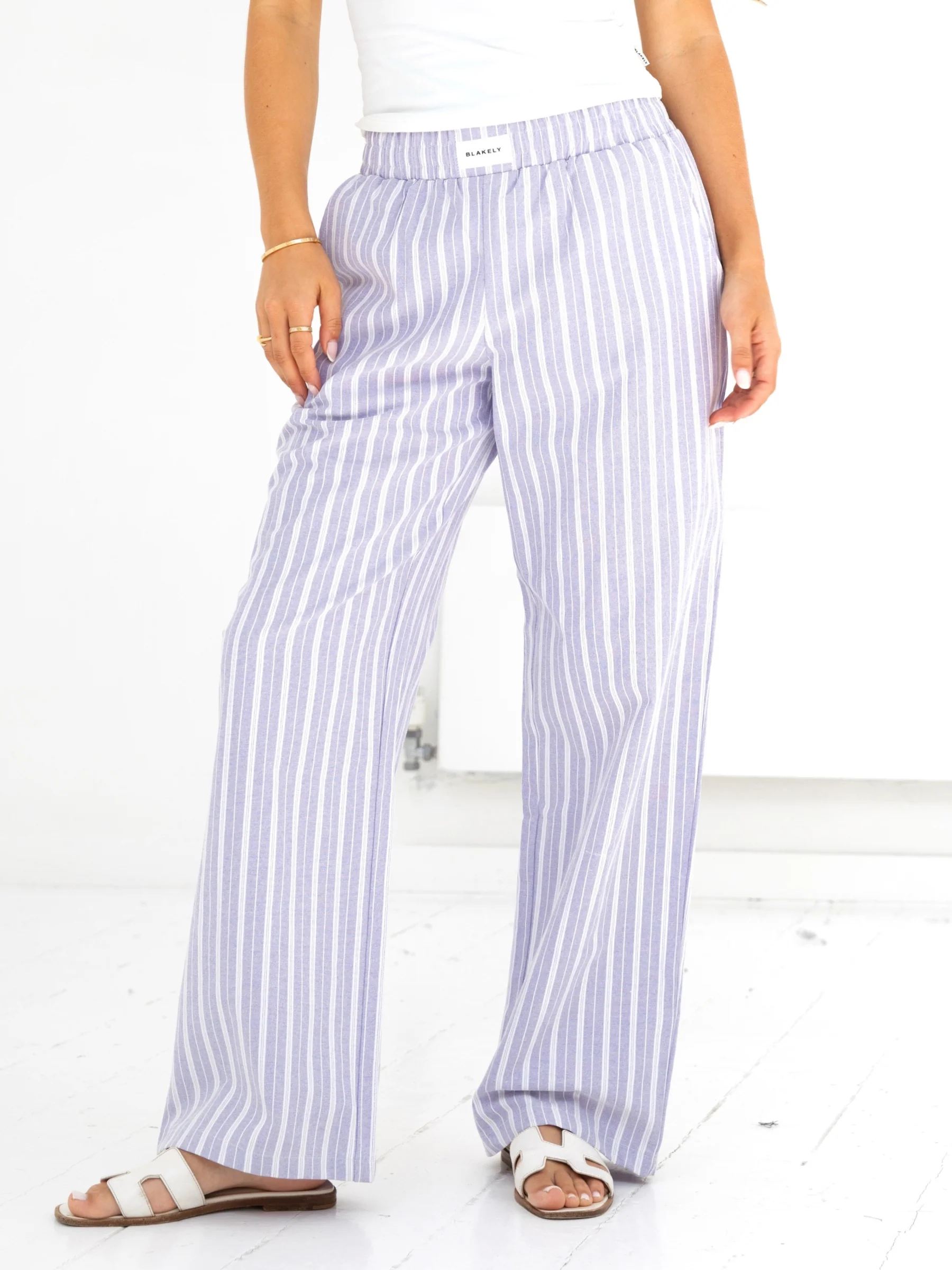 Elena Stripe Trousers - Purple - Prinboxs