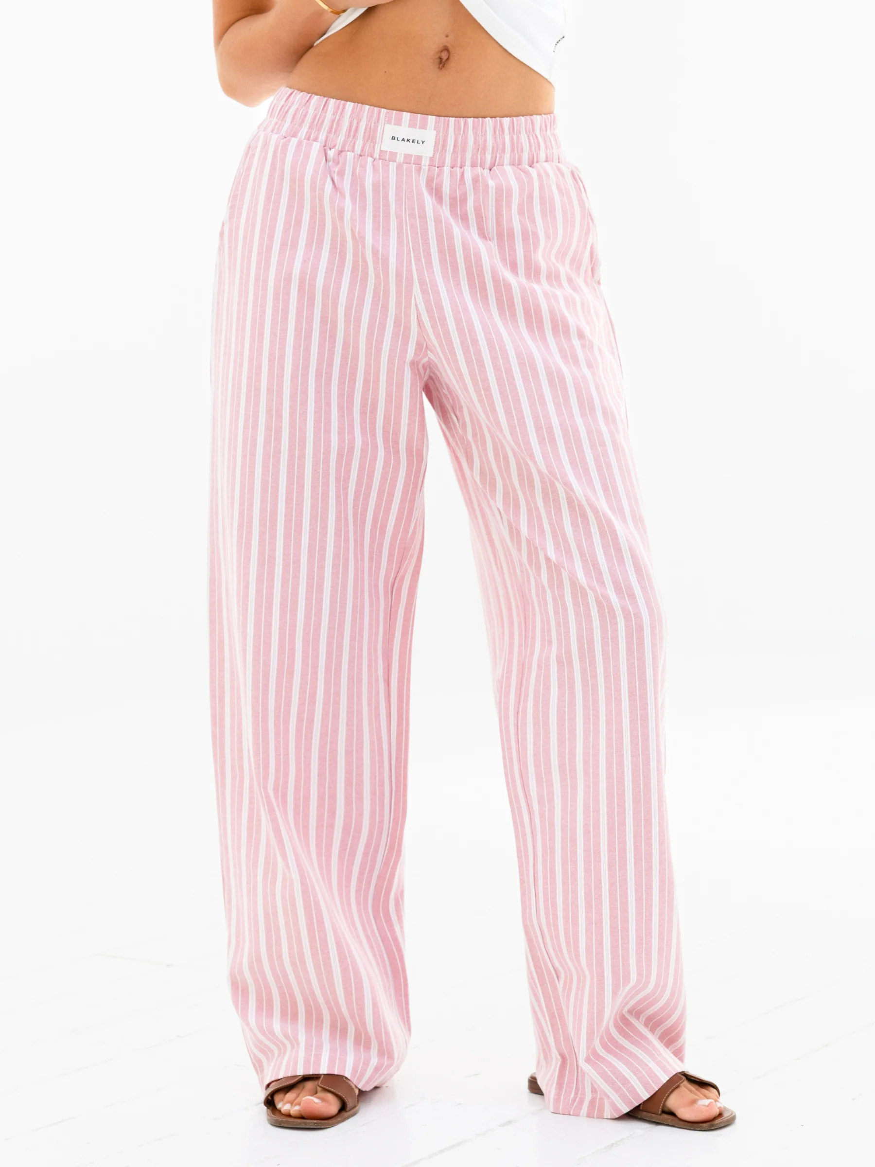 Elena Stripe Trousers - Pink - Prinboxs