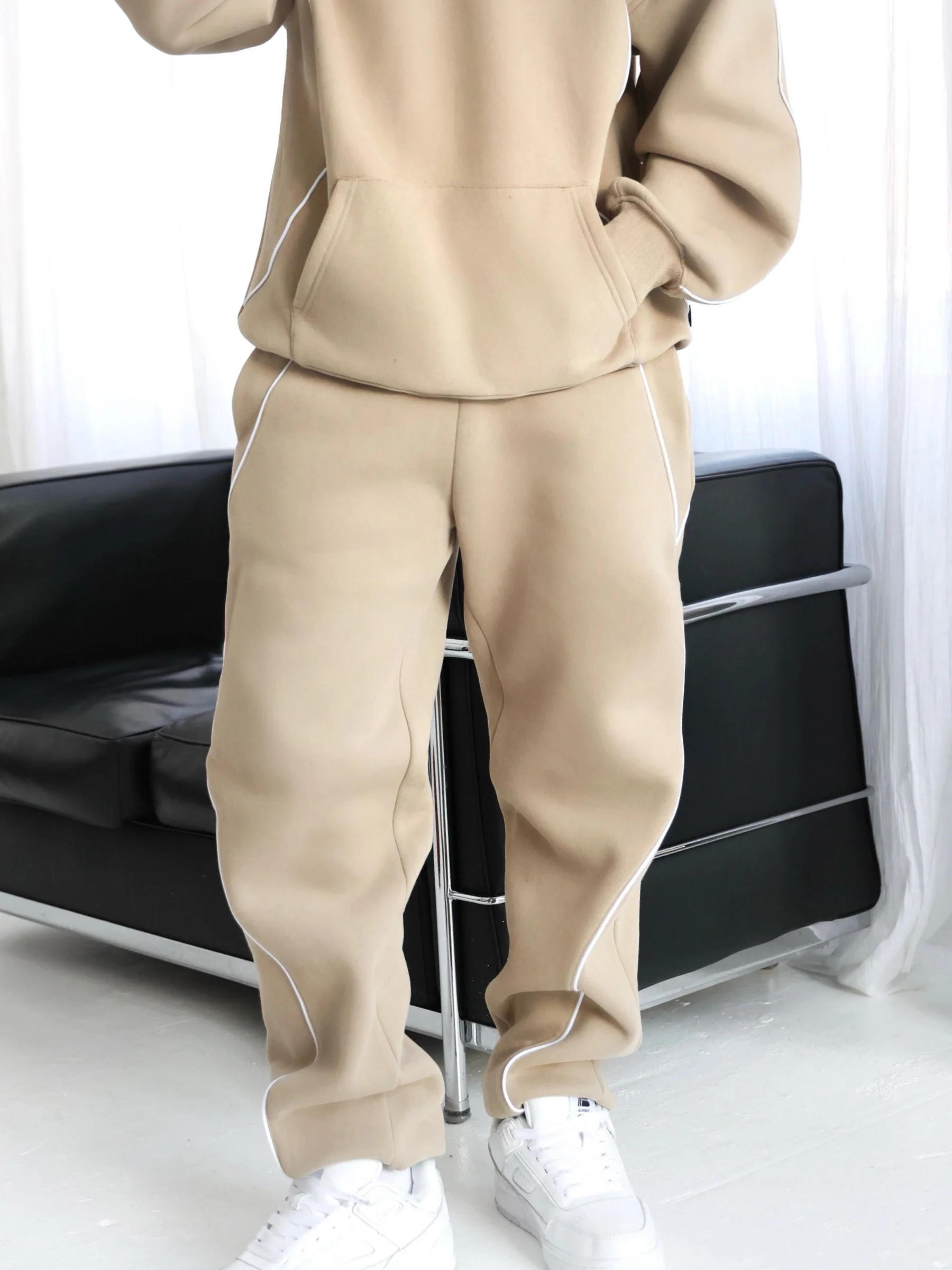 Seam Relaxed Sweatpants - Washed Khaki - Prinboxs