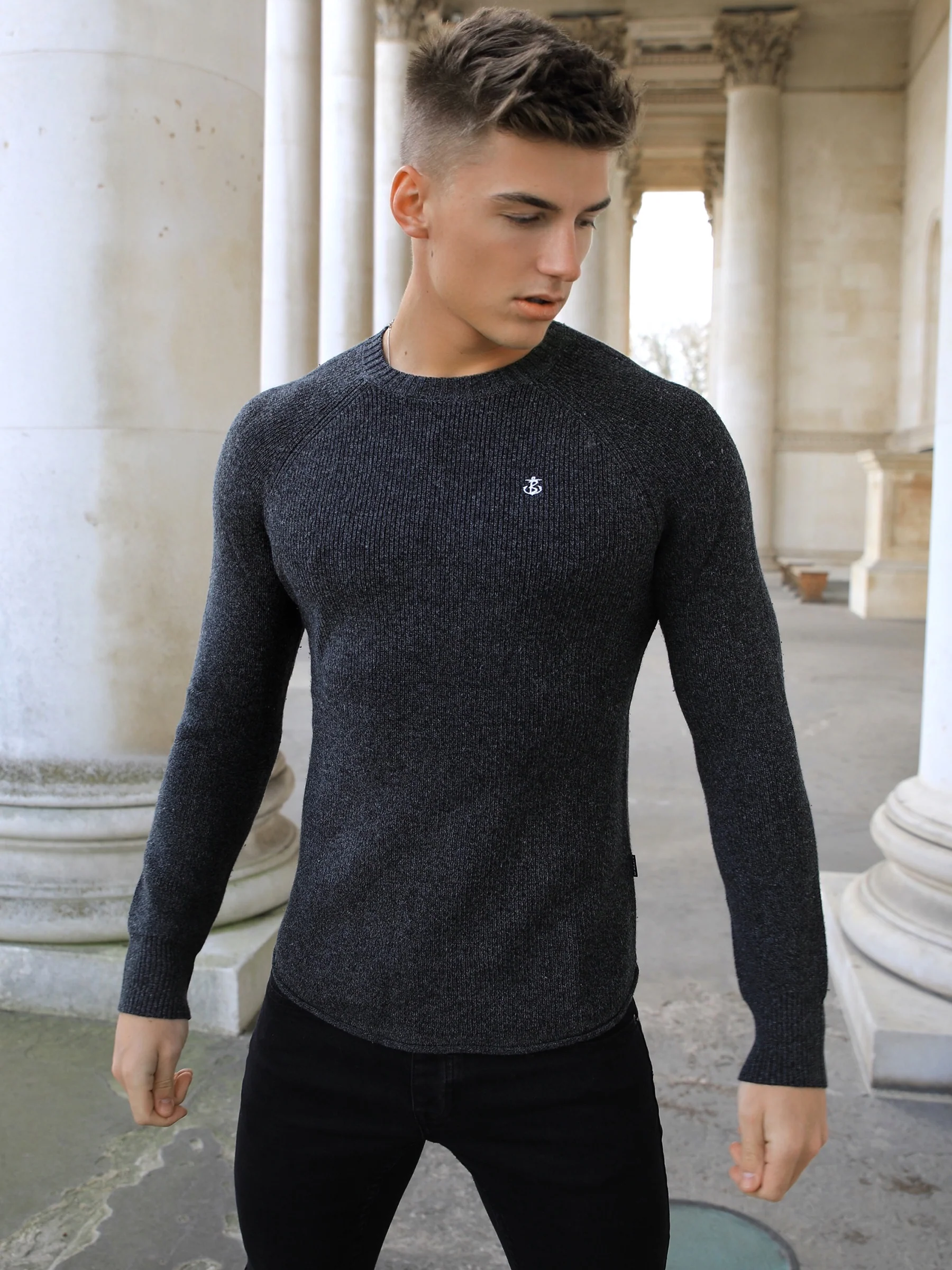 Olton Knit Jumper - Charcoal - Prinboxs