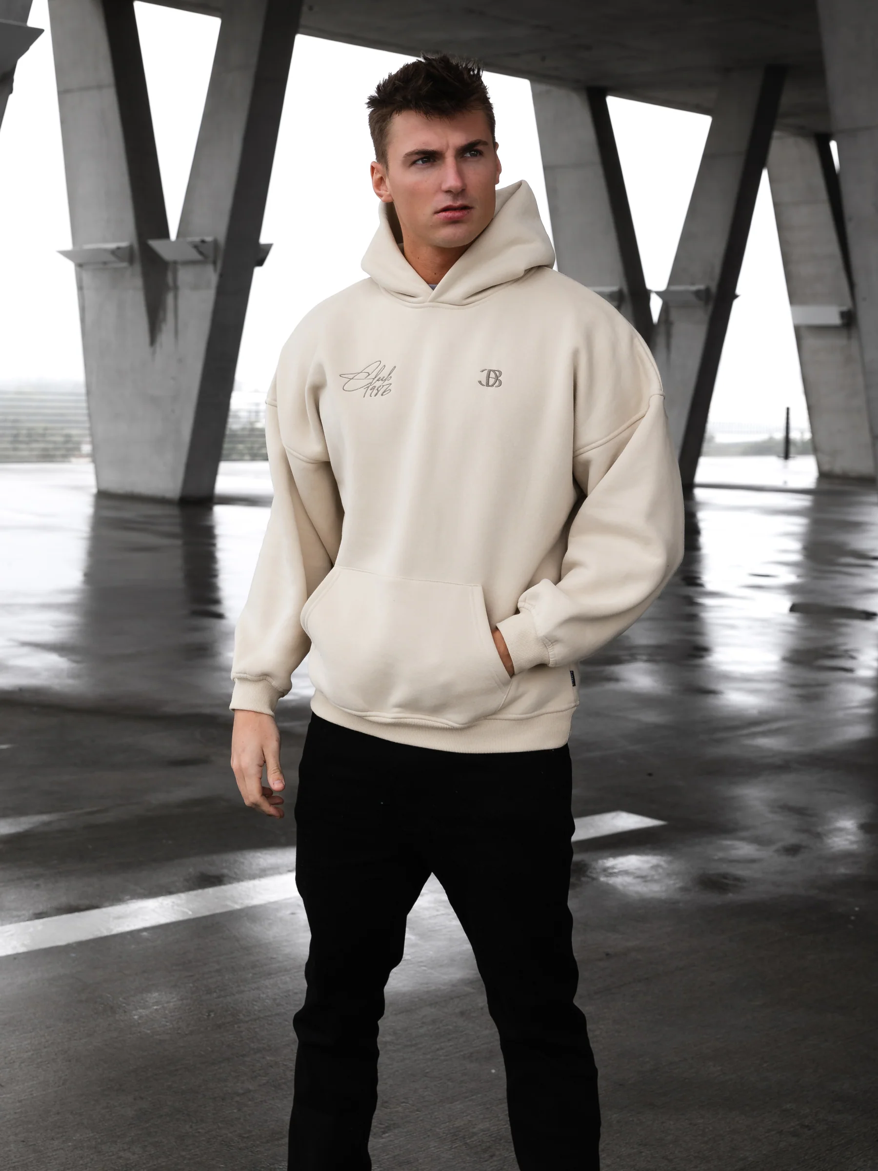Club Relaxed Hoodie - Bone - Prinboxs
