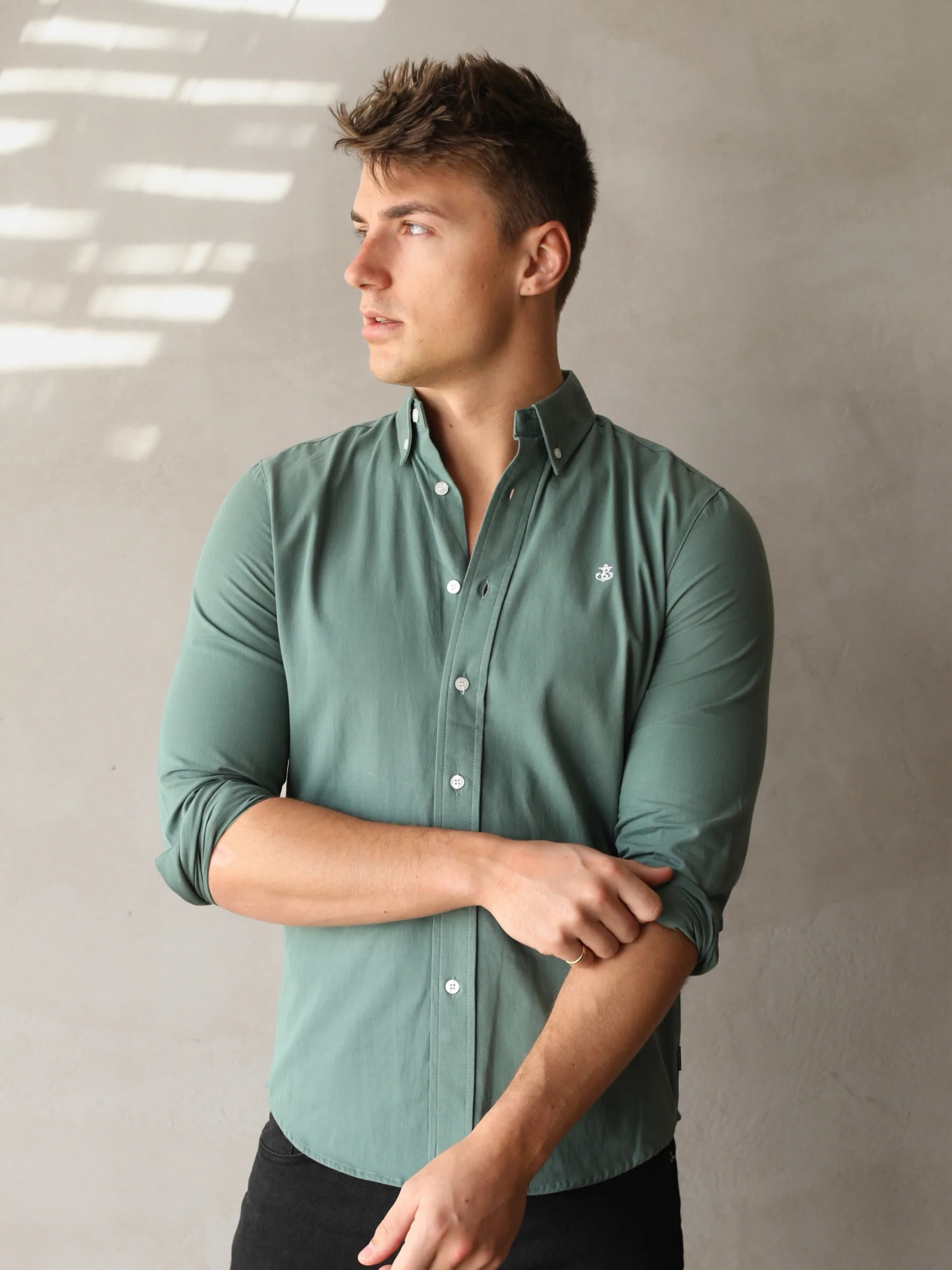 Newburgh Slim Fit Shirt - Forest Green - Prinboxs