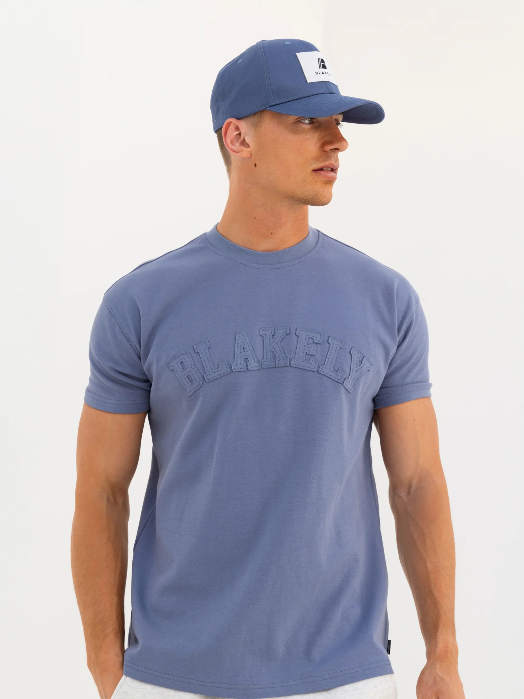 Tonal Varsity Relaxed T-Shirt - Granite Blue - Prinboxs