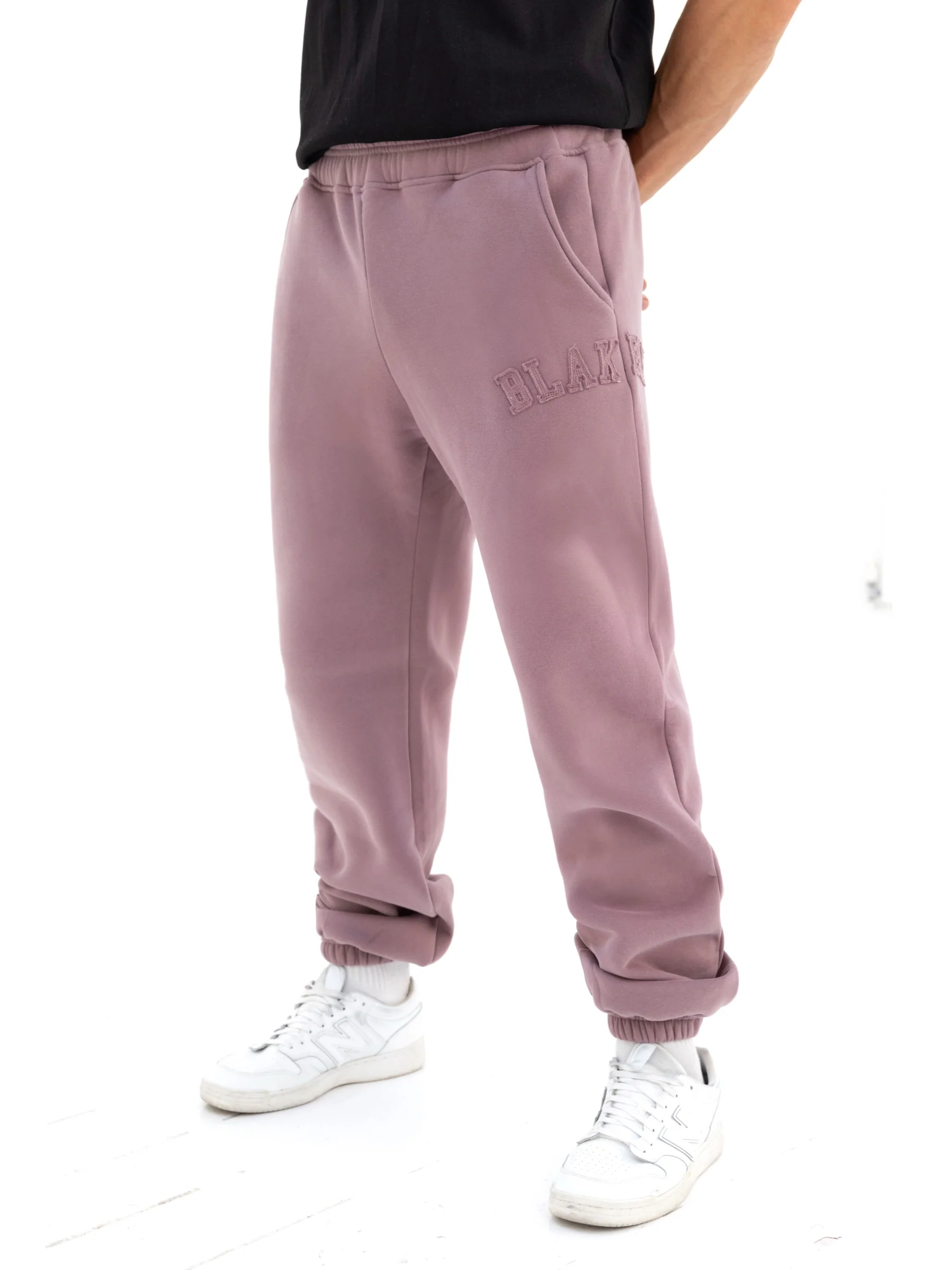 Tonal Varsity Relaxed Sweatpants - Soft Mauve - Prinboxs