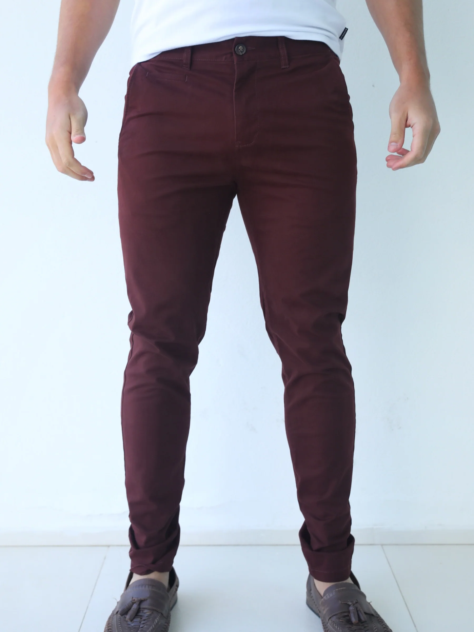 Stretch Chinos - Burgundy - Prinboxs