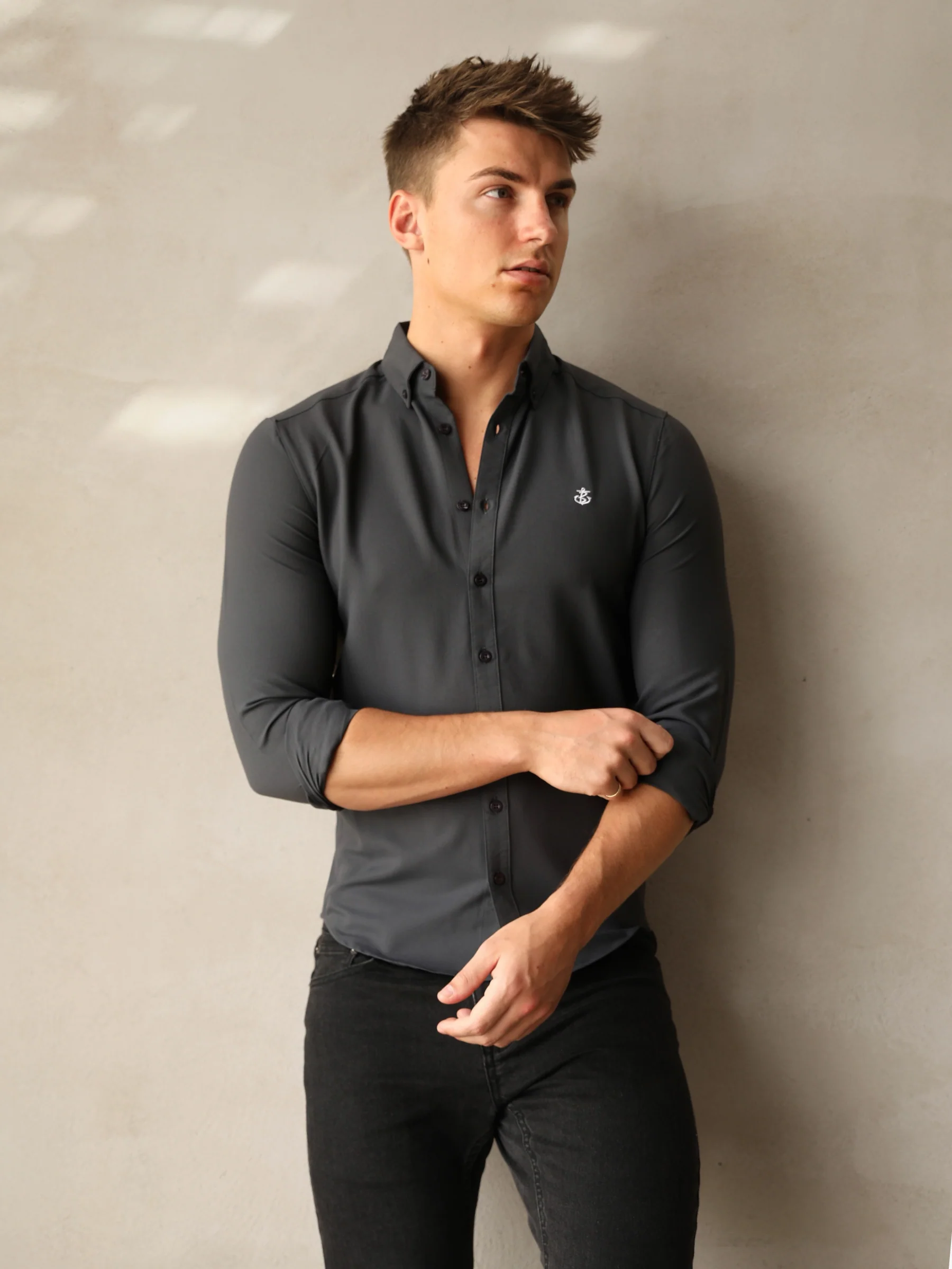 Carter Long Sleeve Shirt - Petrol Blue - Prinboxs