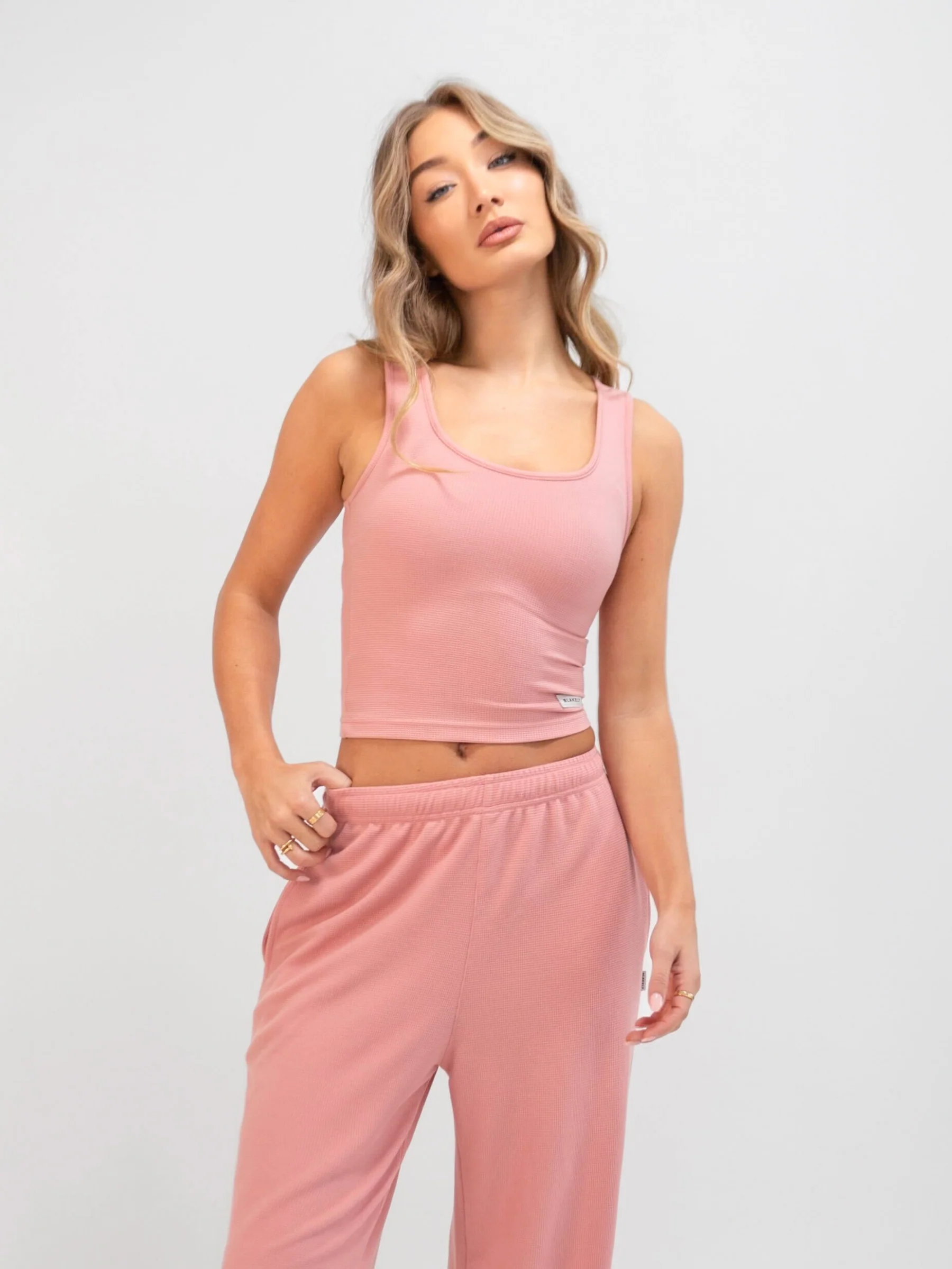 Soft Waffle Vest Top - Rose Pink - Prinboxs