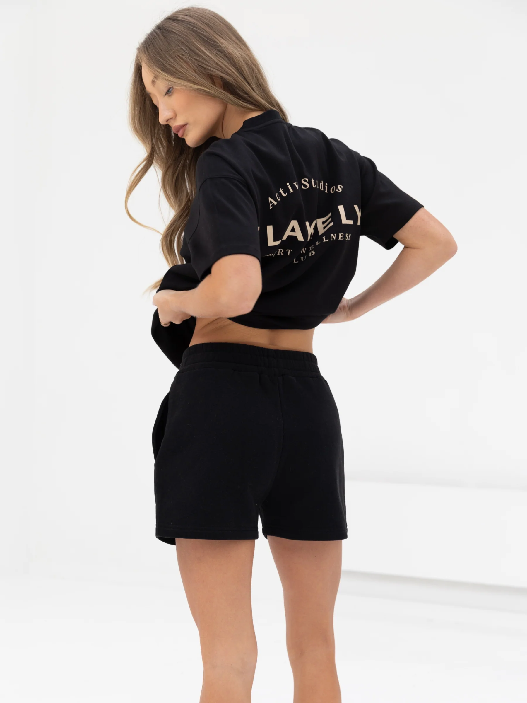 Curved Active Studios Oversized T-Shirt - Black & Tan - Prinboxs