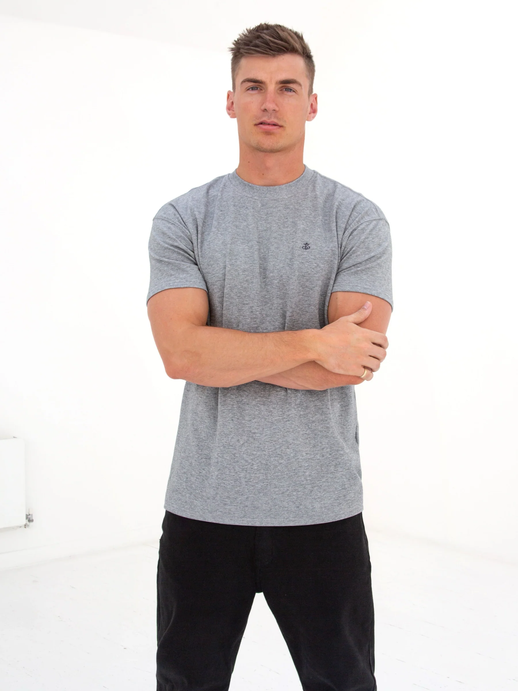Anchor Relaxed T-Shirt - Marl Grey - Prinboxs