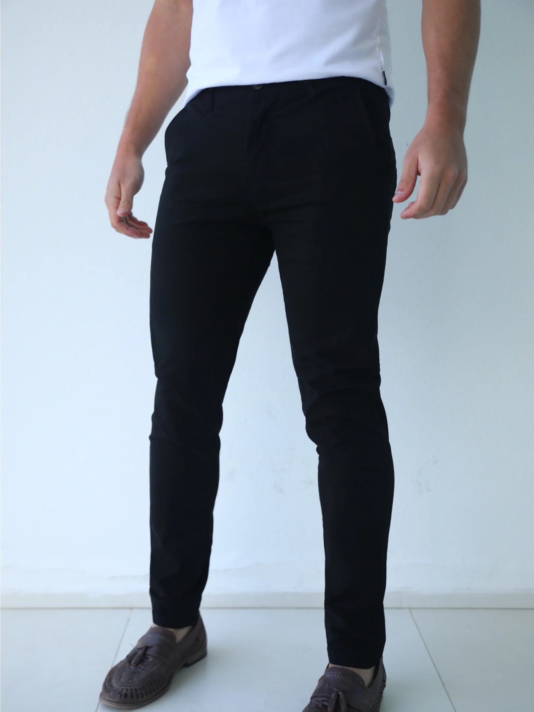 Stretch Chinos - Black - Prinboxs