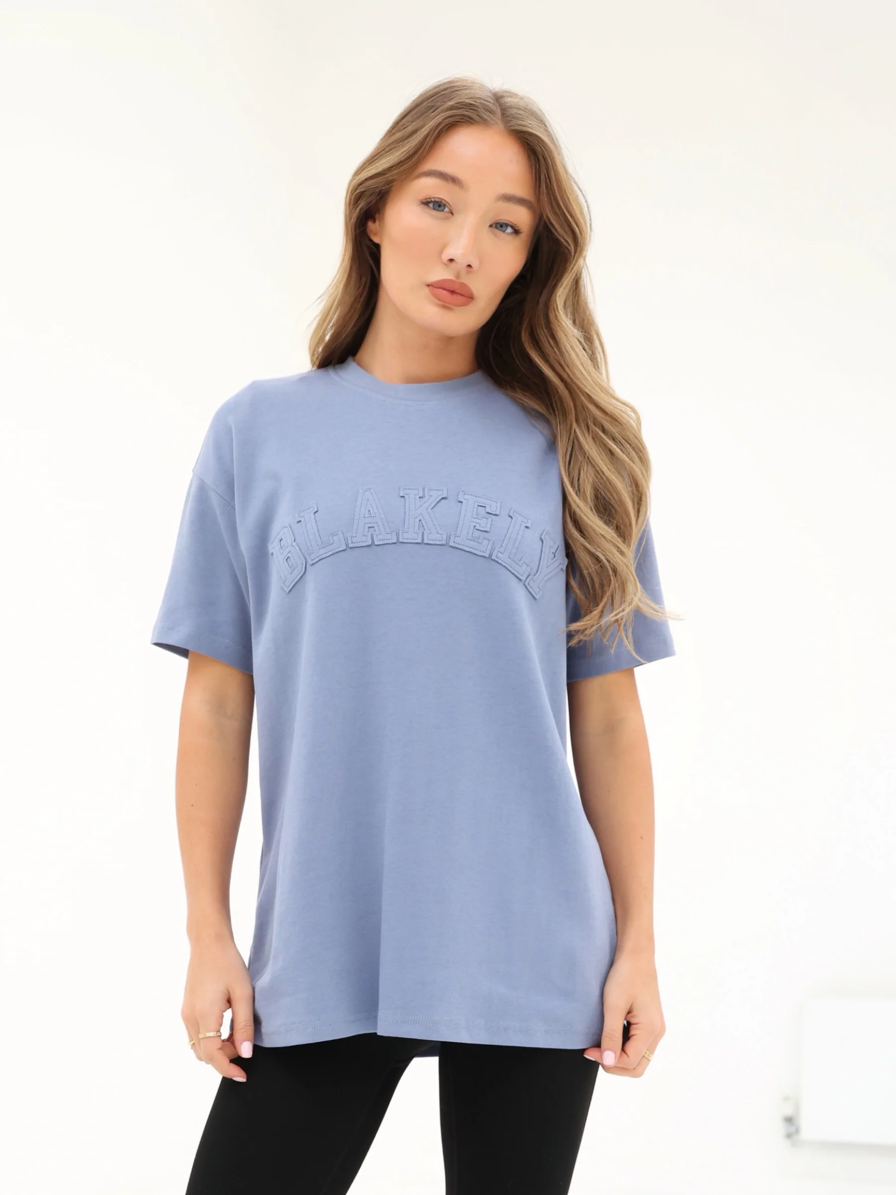 Tonal Varsity Oversized T-Shirt - Granite Blue - Prinboxs