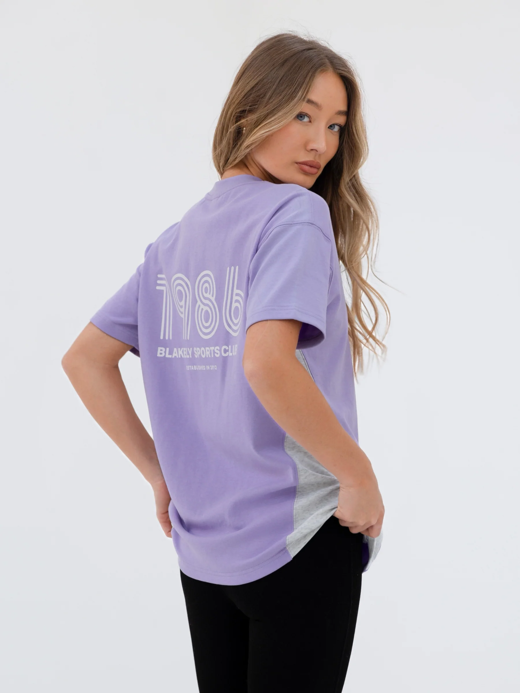 Panel Oversized T-Shirt - Violet - Prinboxs