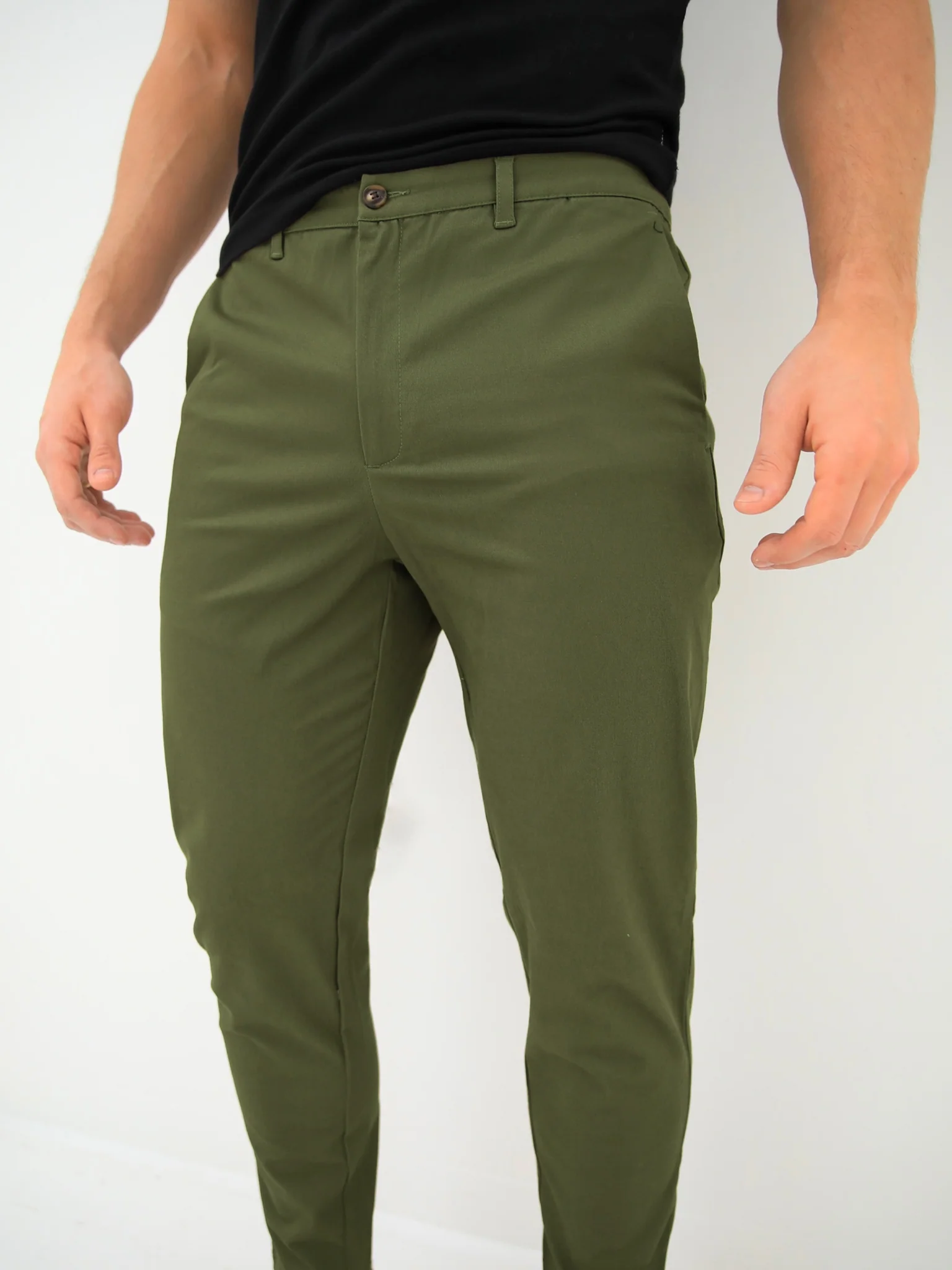 Sloane Slim Fit Tailored Chinos - Khaki Green - Prinboxs