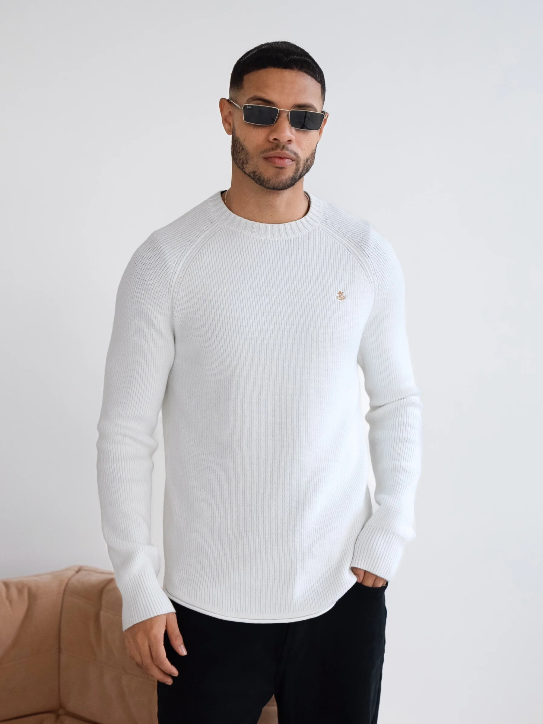 Olton Knit Jumper - White - Prinboxs