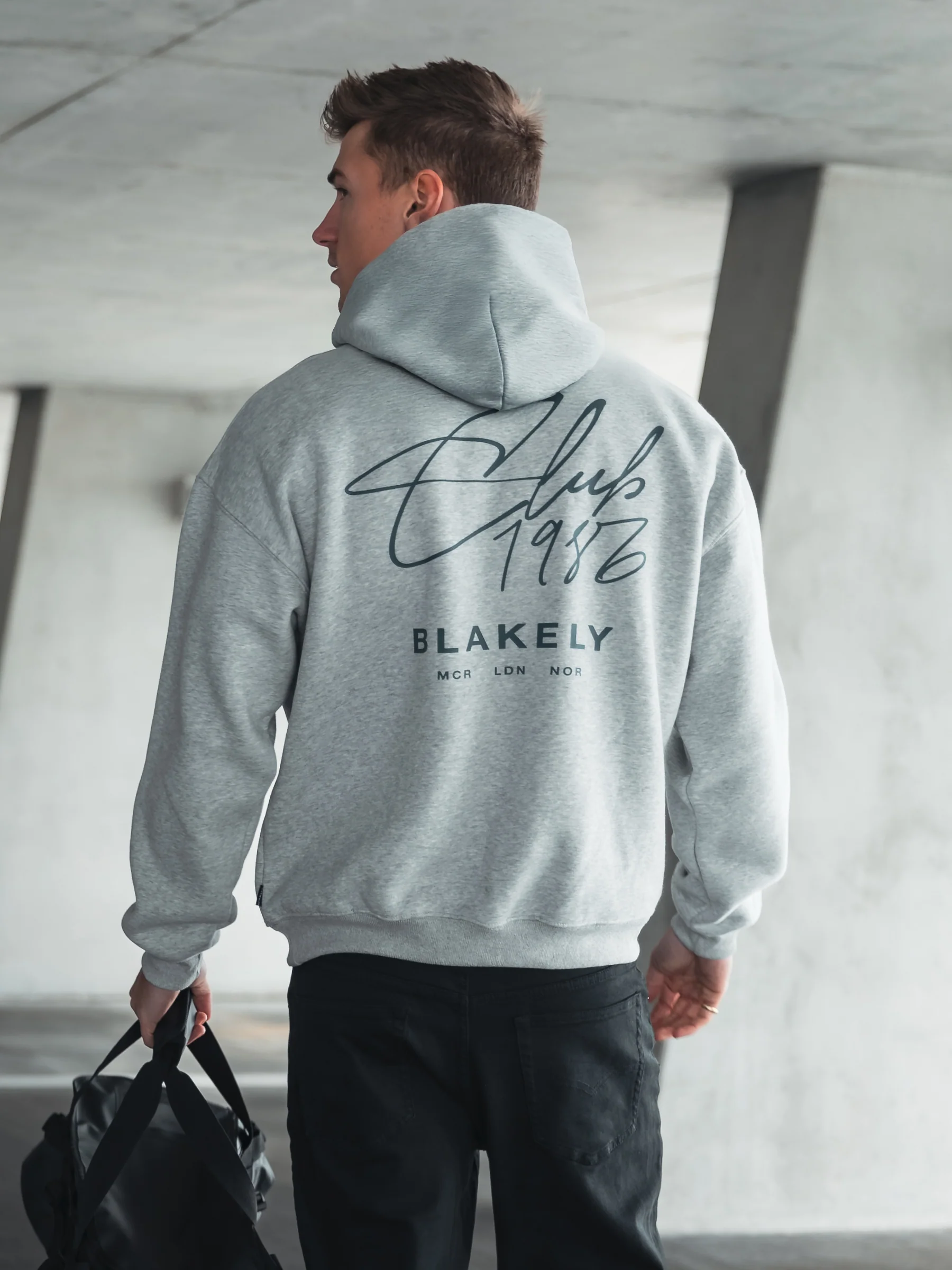 Club Relaxed Hoodie - Marl Grey & Teal - Prinboxs