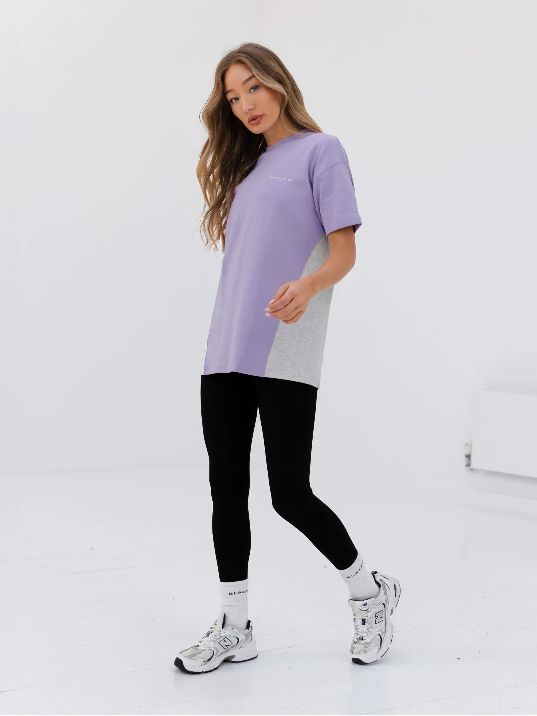 Panel Oversized T-Shirt - Violet - Prinboxs