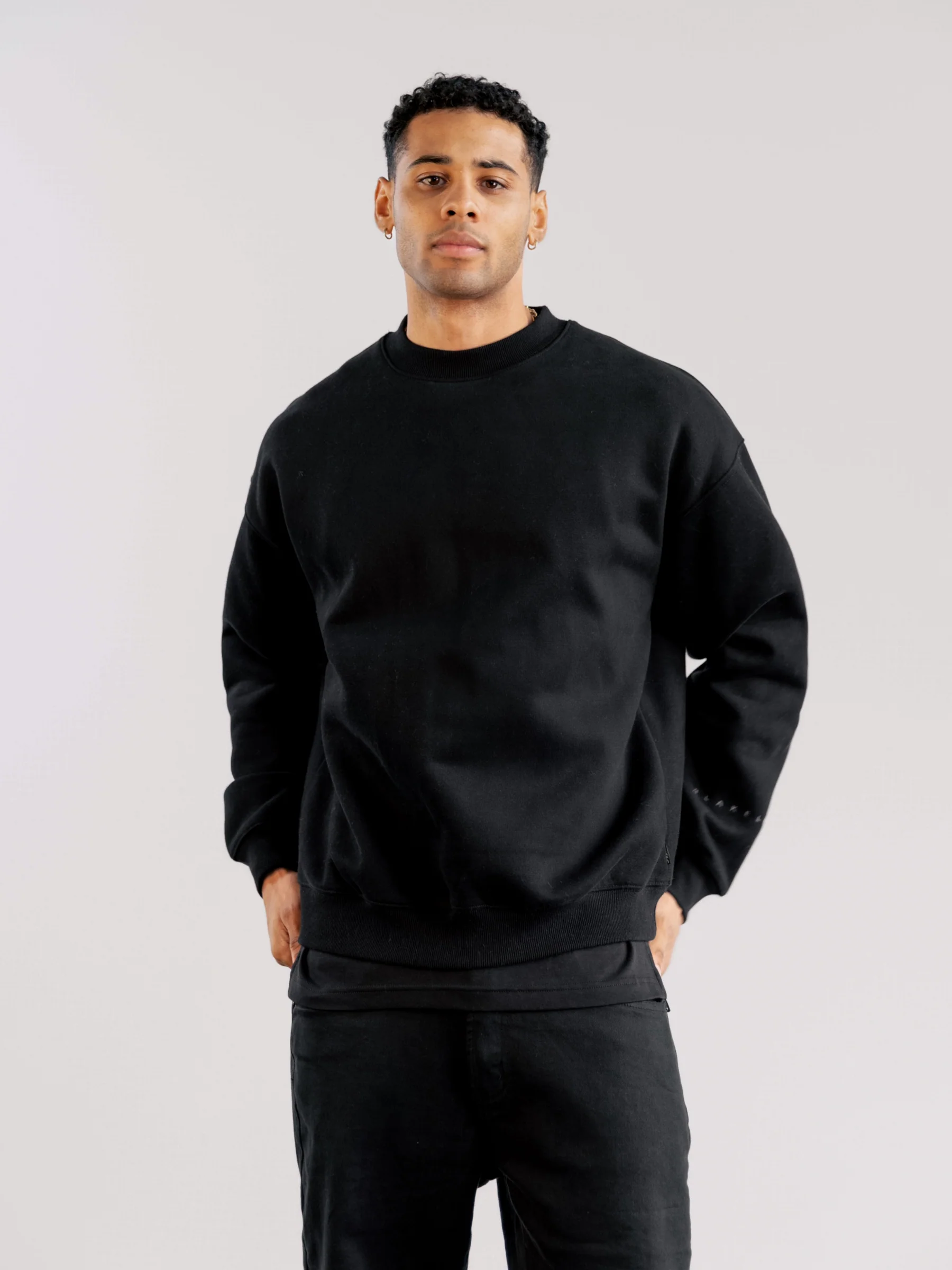 Tonal Idris Oversized Jumper - Black - Prinboxs