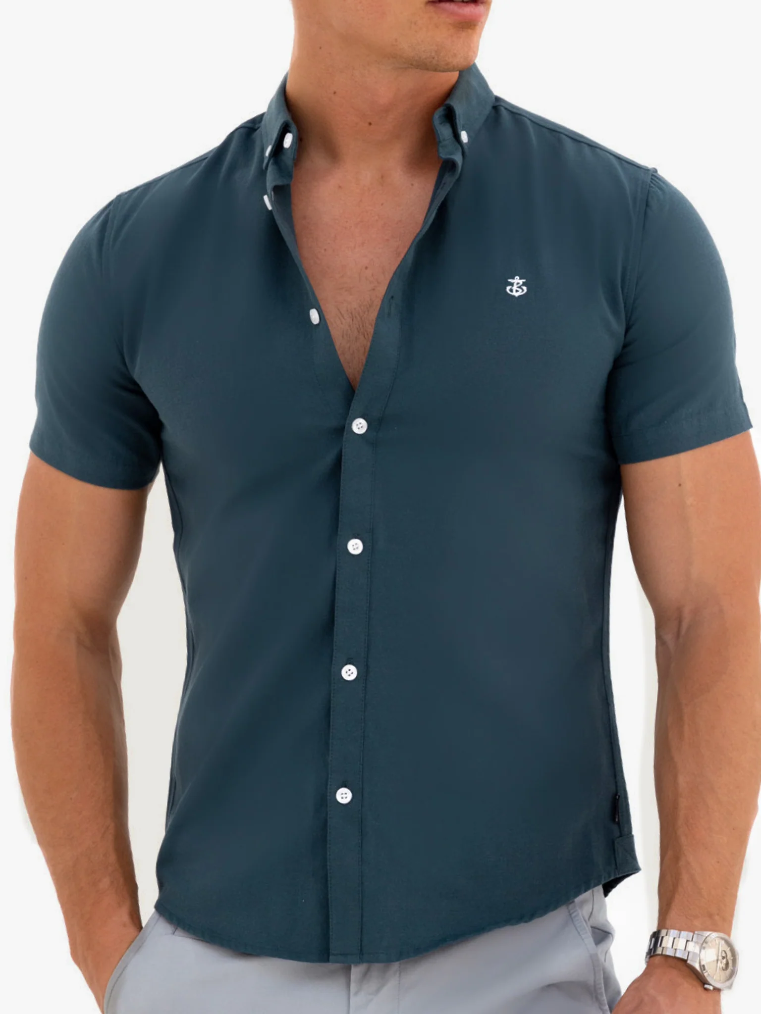 Dallas Short Sleeve Shirt - Dark Teal - Prinboxs