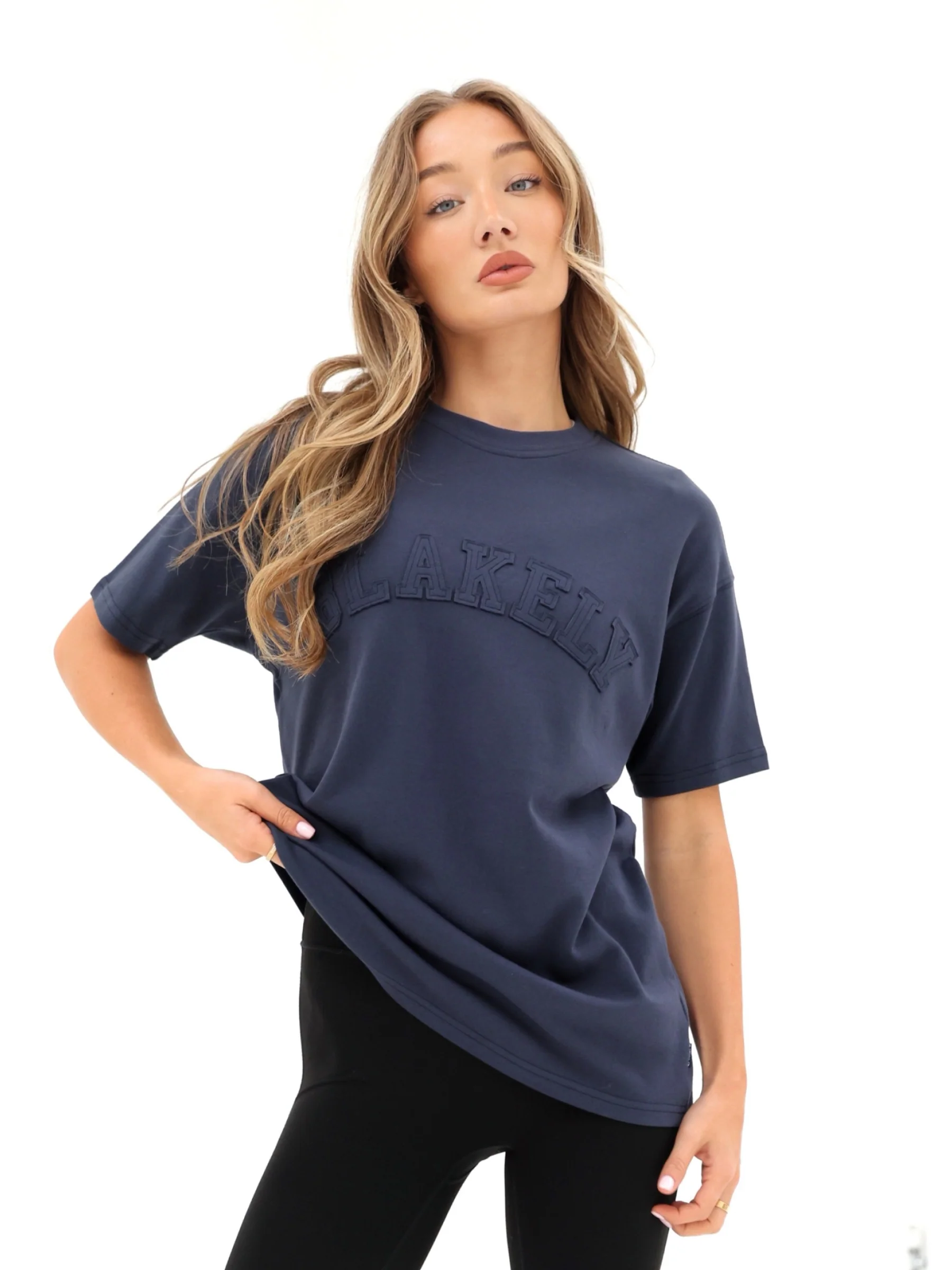 Tonal Varsity Oversized T-Shirt - True Navy - Prinboxs